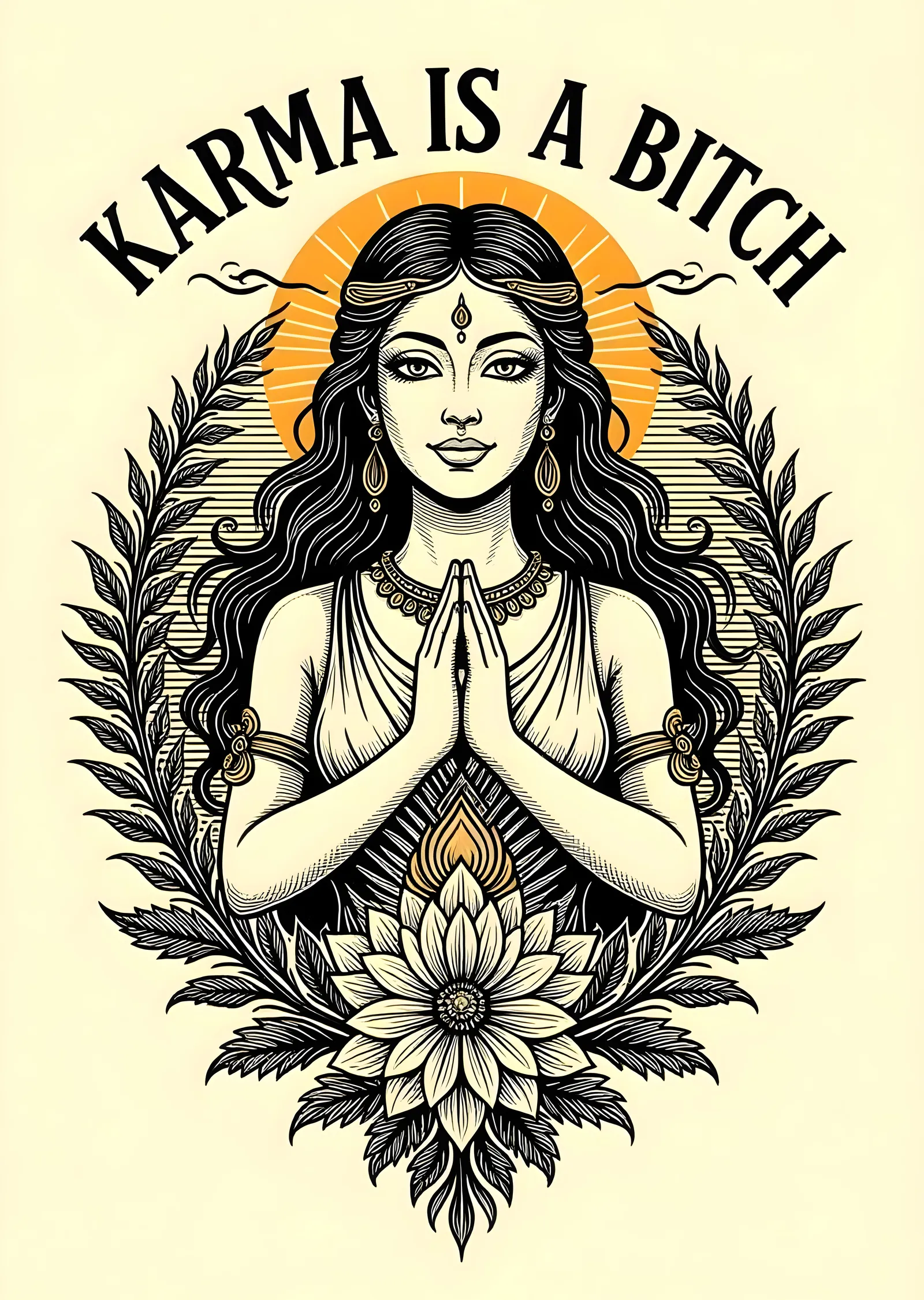 Karma ve Lotuslu Kız metal tablo