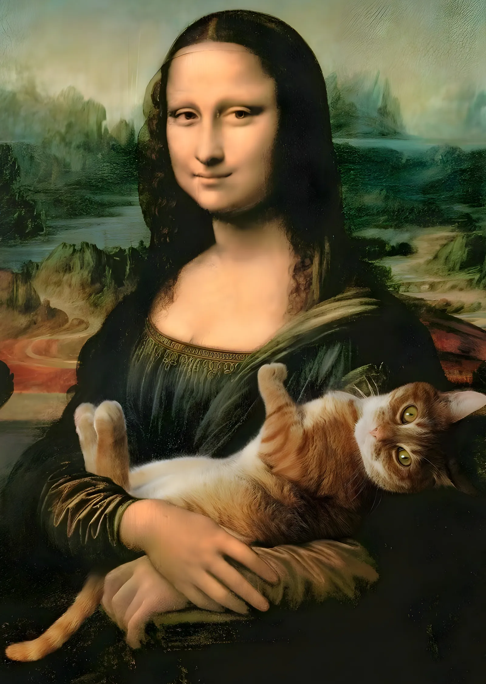 Mona Lisa'nın Kedisi metal tablo
