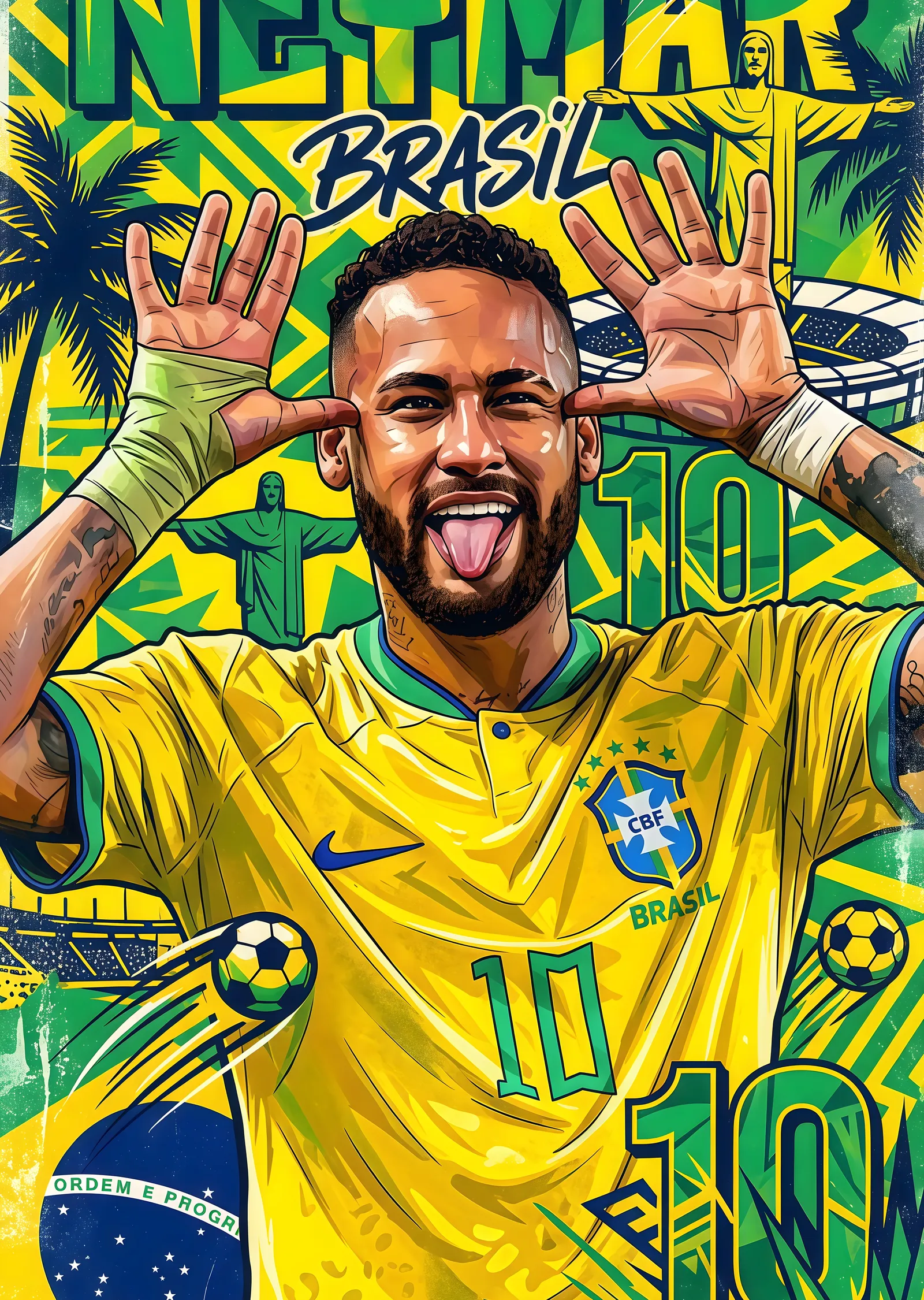 Neymar: Brasil No.10 metal tablo