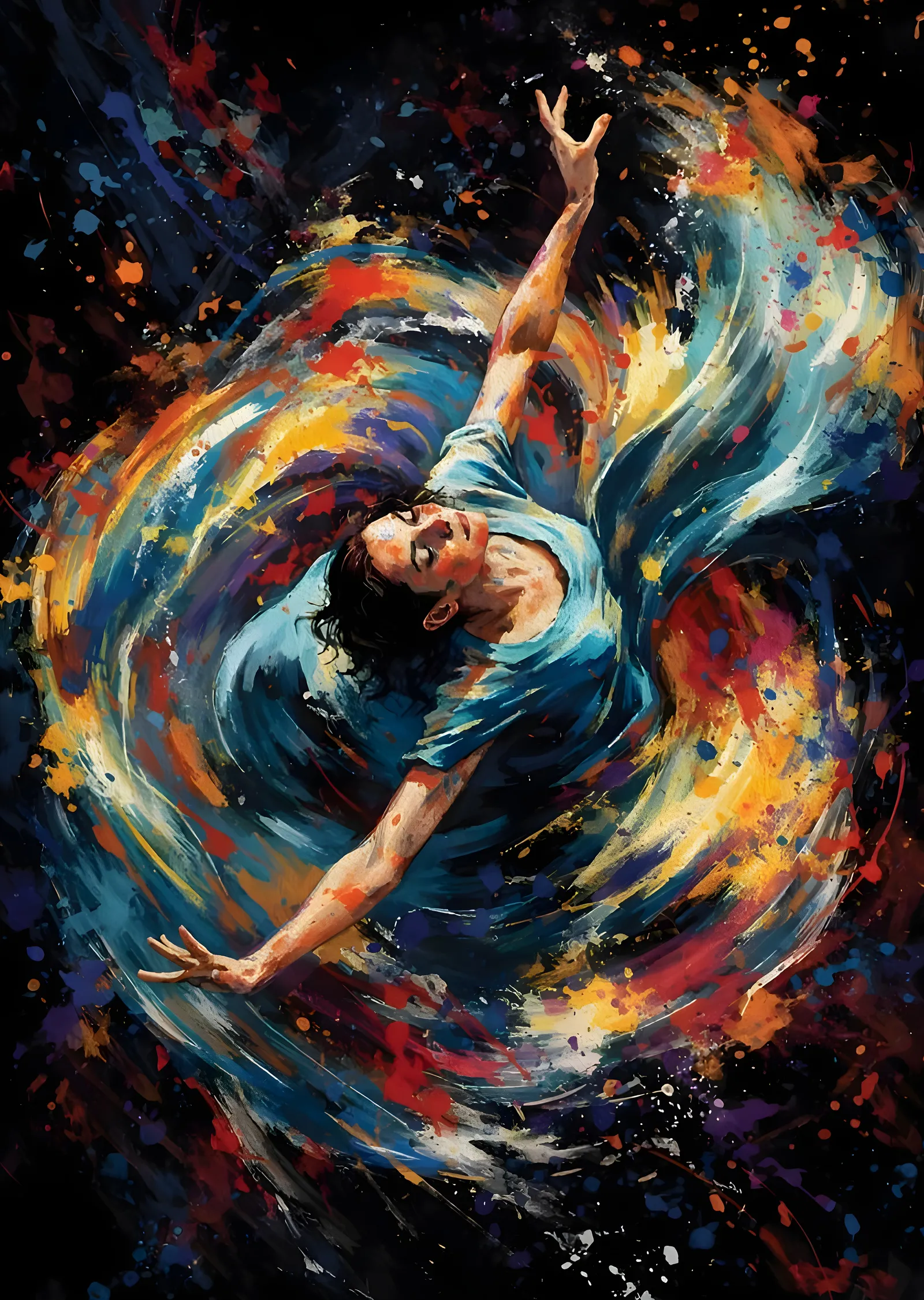 Coşkulu Hareket: Soyut Dansçı metal tablo