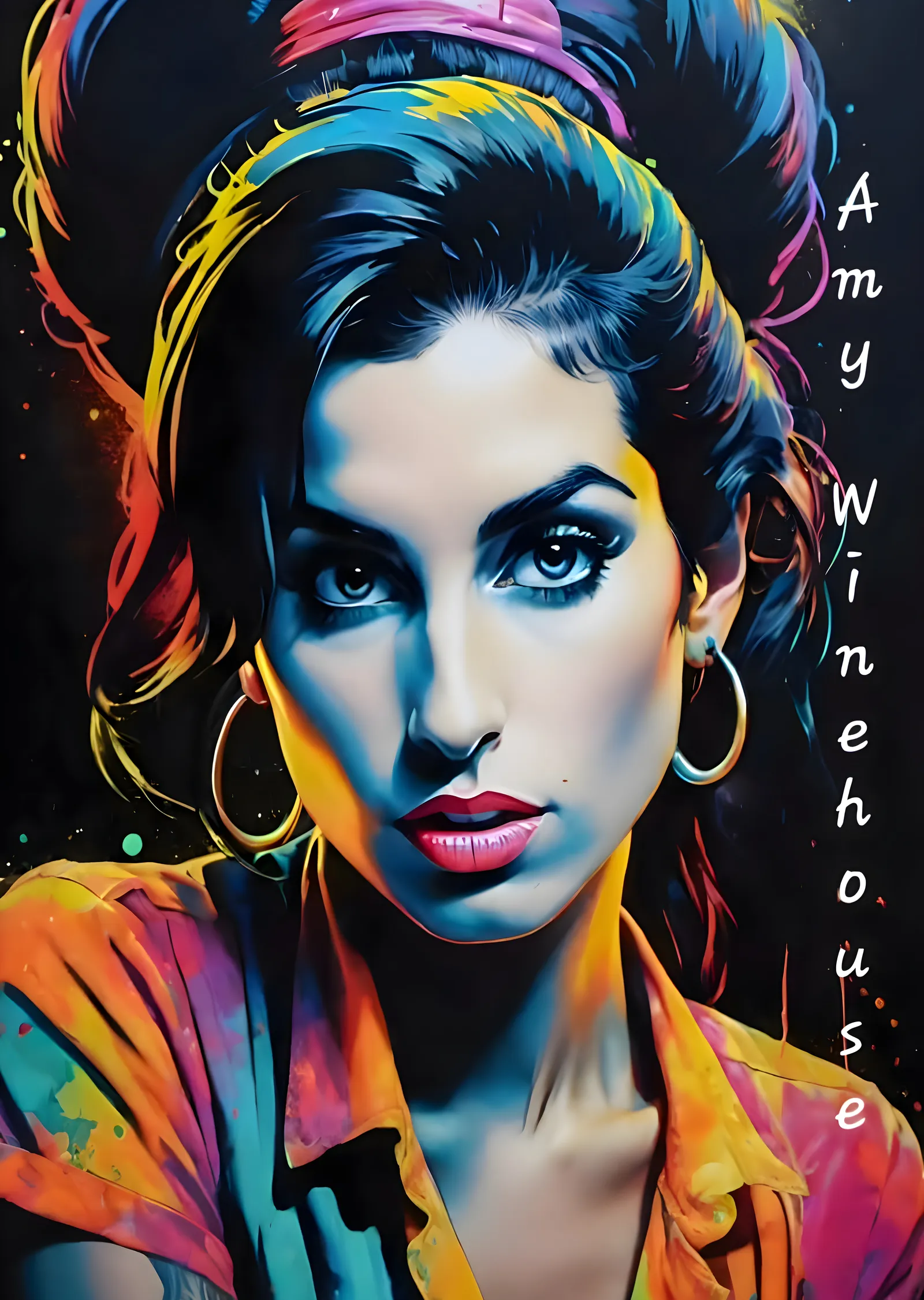 Amy Winehouse: Renkli Portre metal tablo