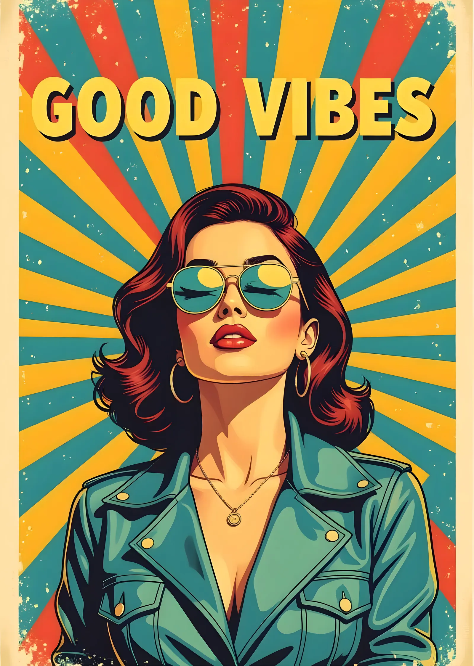 Good Vibes: Retro Kız metal tablo