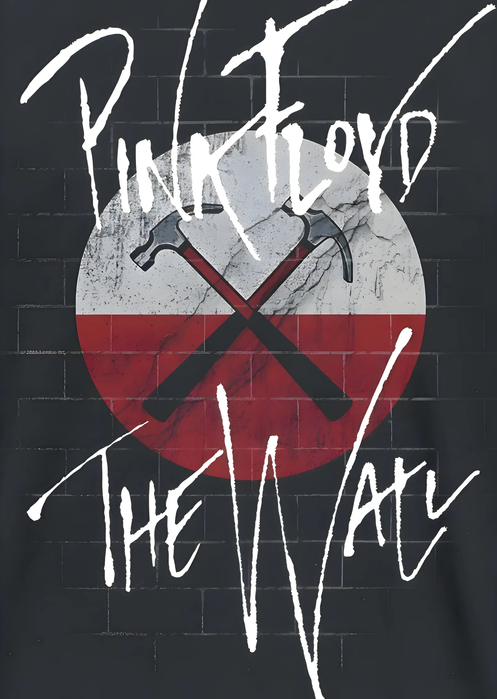 Pink Floyd: The Wall - Kırmızı Beyaz Gri Çemberde Çapraz metal tablo