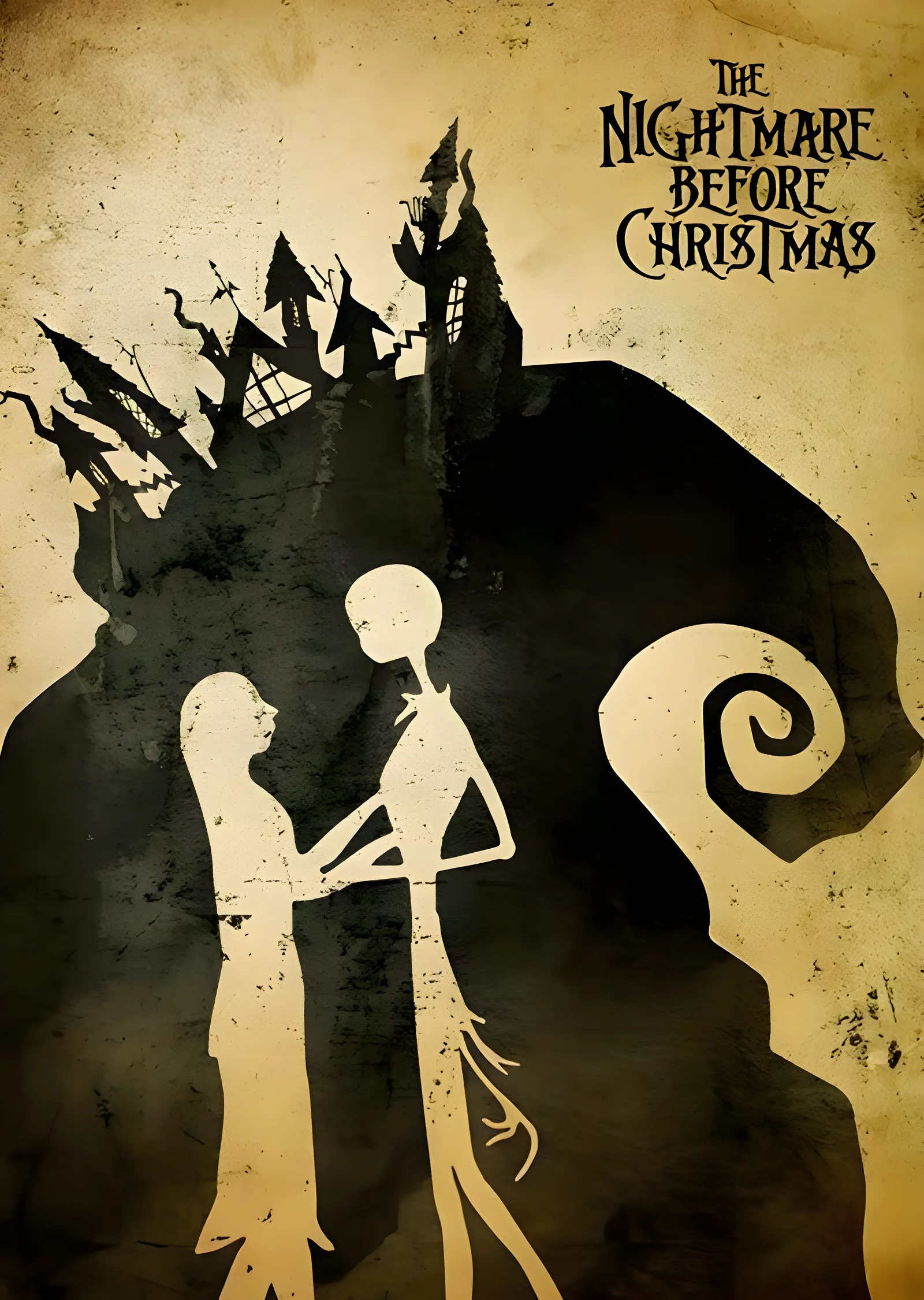 The Nightmare Before Christmas - Siyah Siluet metal tablo