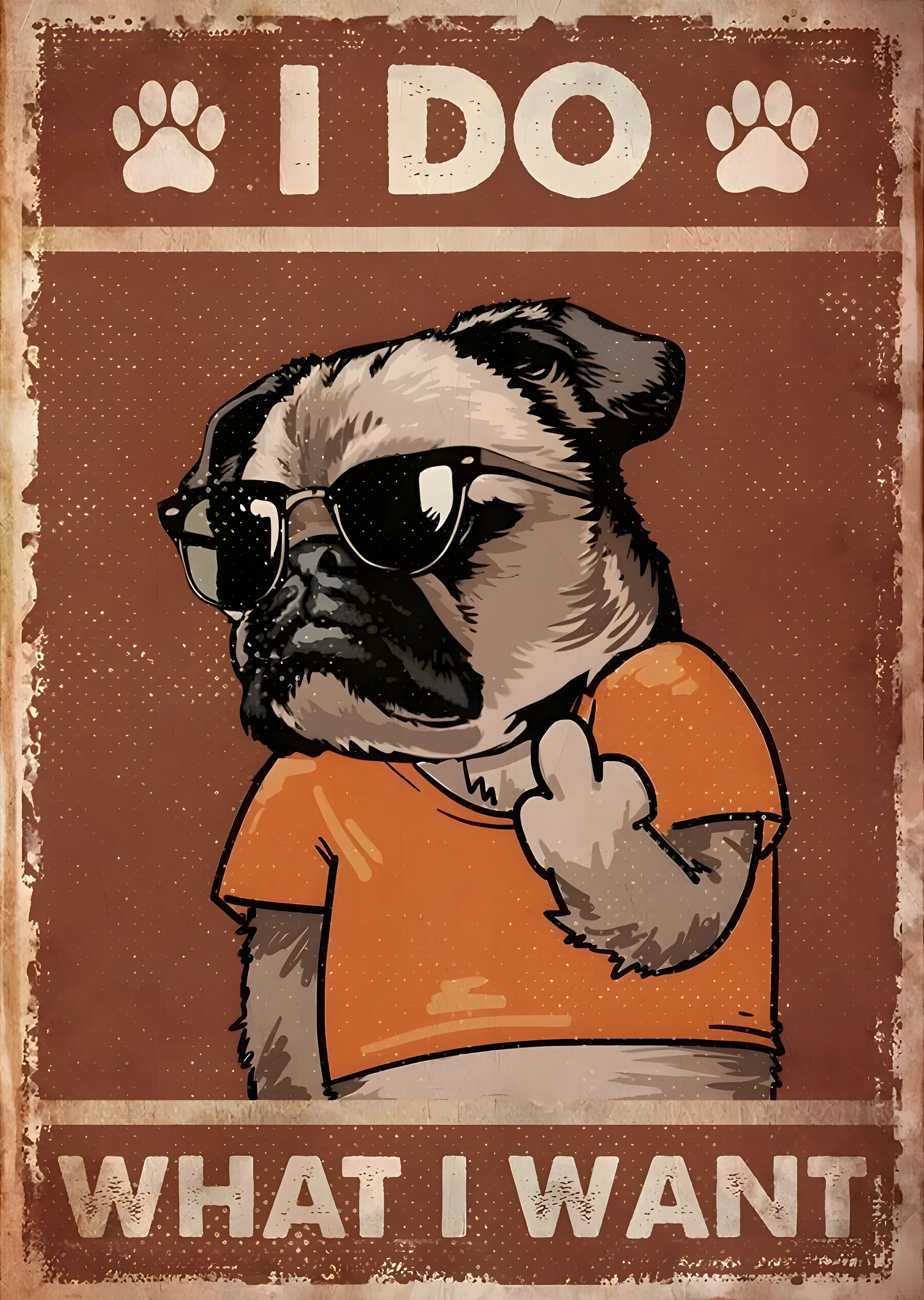 Pug: I Do What I Want metal tablo