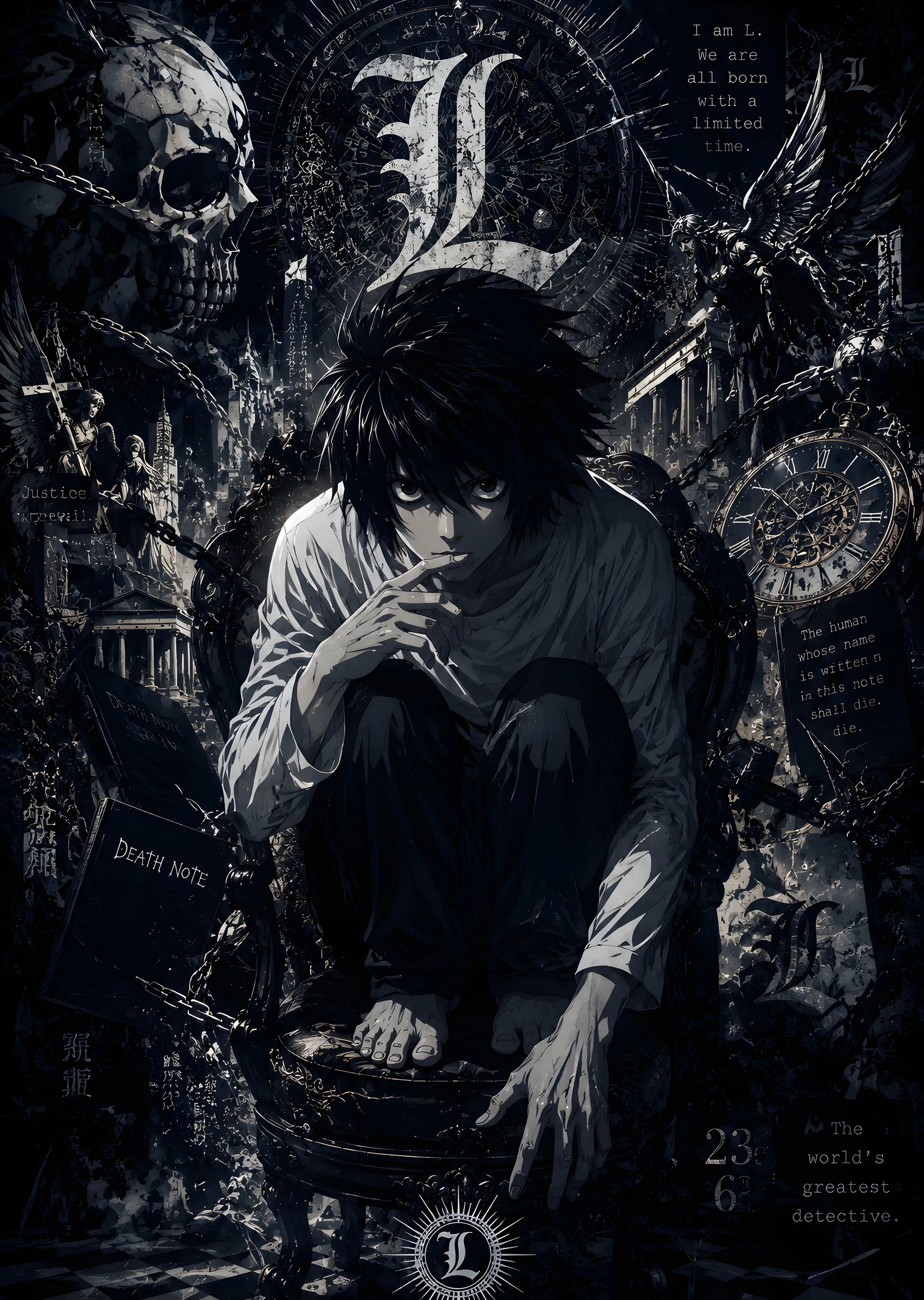 Death Note L: Zaman ve Ölüm metal tablo