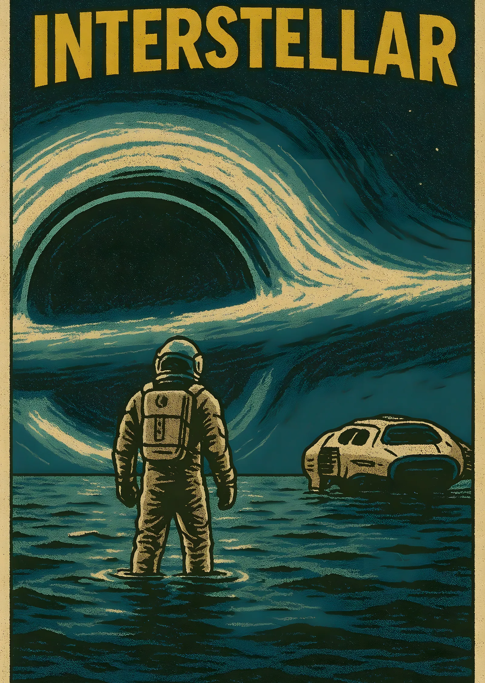 Interstellar: Kara Delik Uçuşu metal tablo