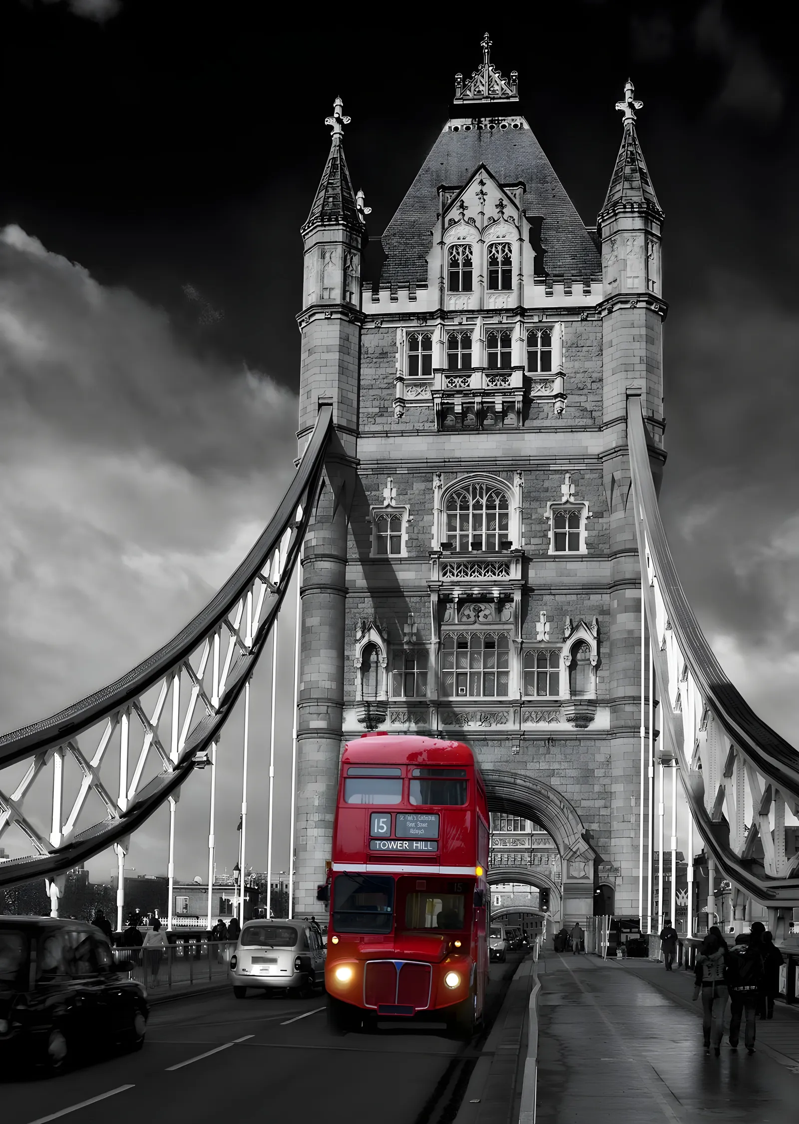 Tower Bridge ve Kırmızı Otobüs metal tablo
