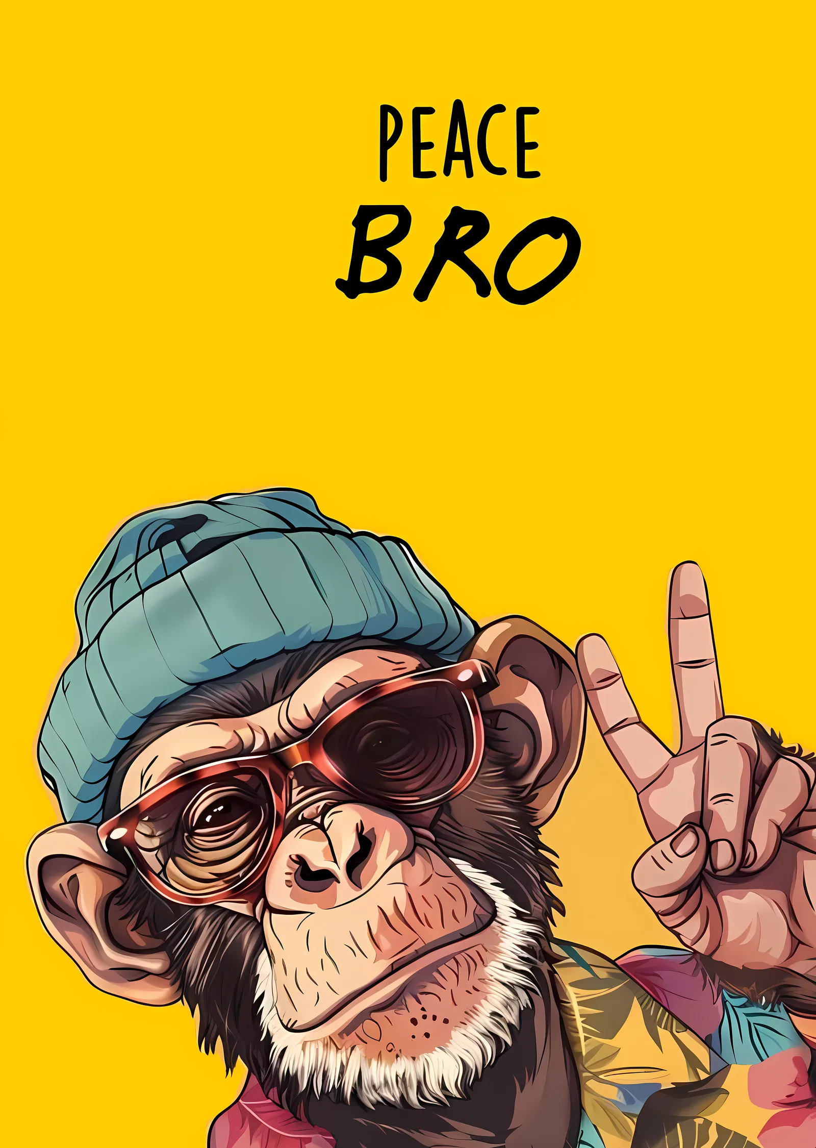 Peace Bro Maymun metal tablo