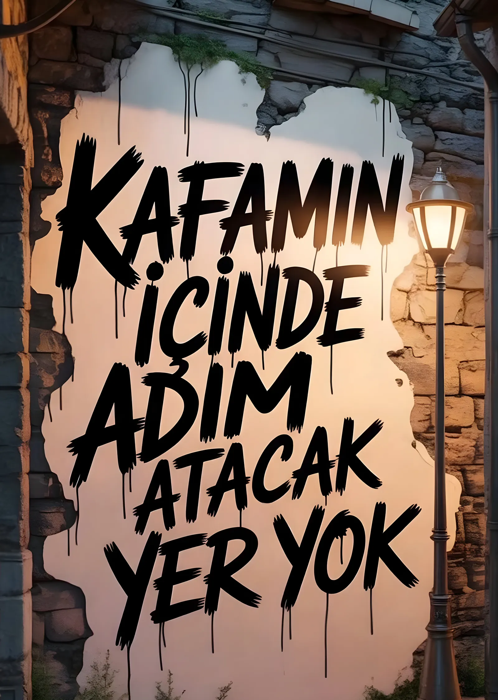 Kafamın İçinde Adım Atacak Yer Yok metal tablo