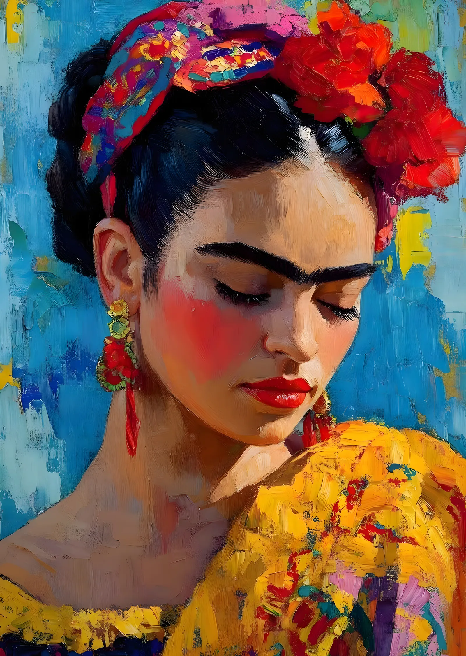 Frida Kahlo Stili Portre metal tablo