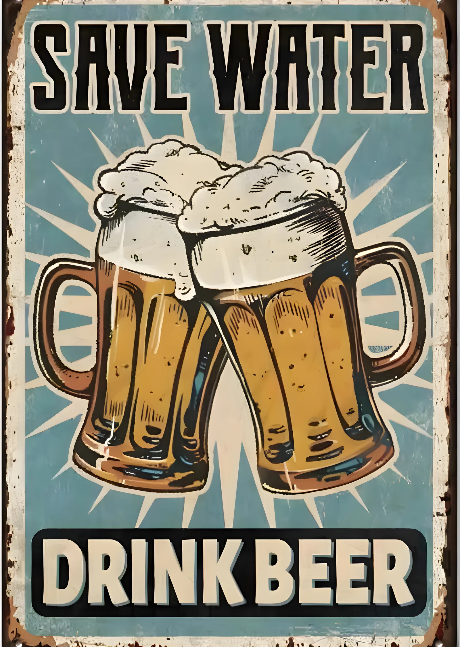 Save Water, Drink Beer metal tablo