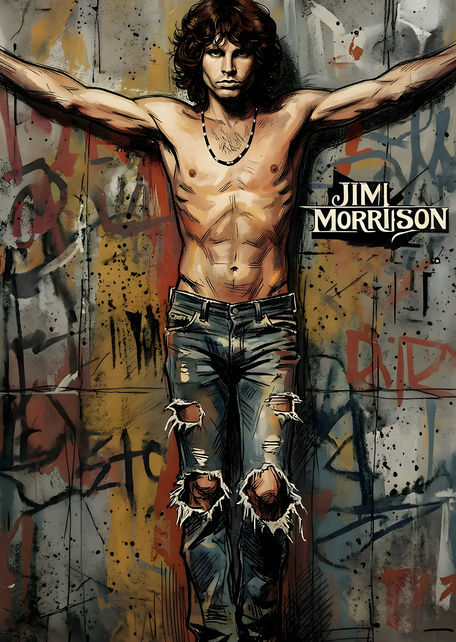 Jim Morrison: Sahne Portresi metal tablo