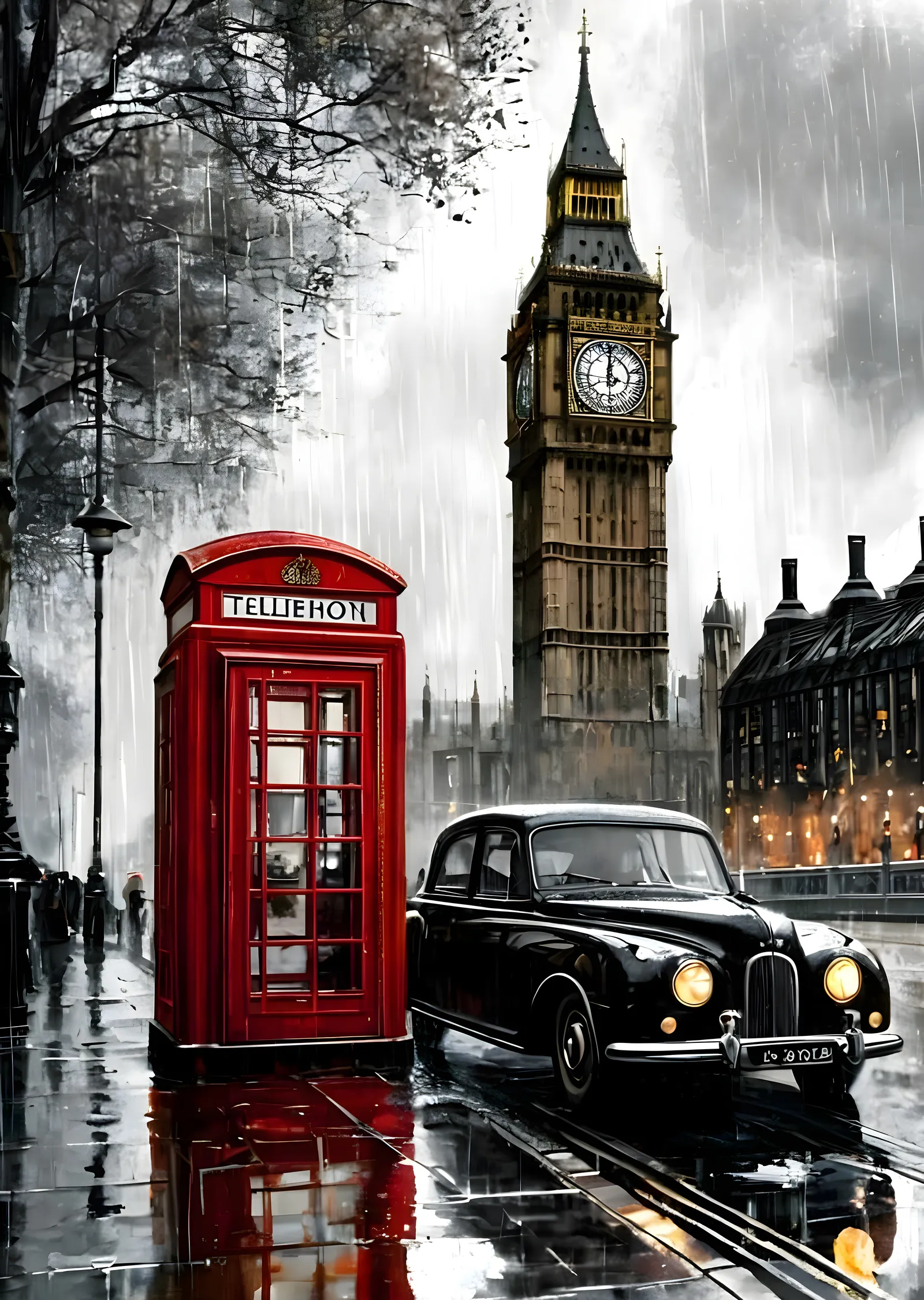 Big Ben ve Klasik Londra metal tablo