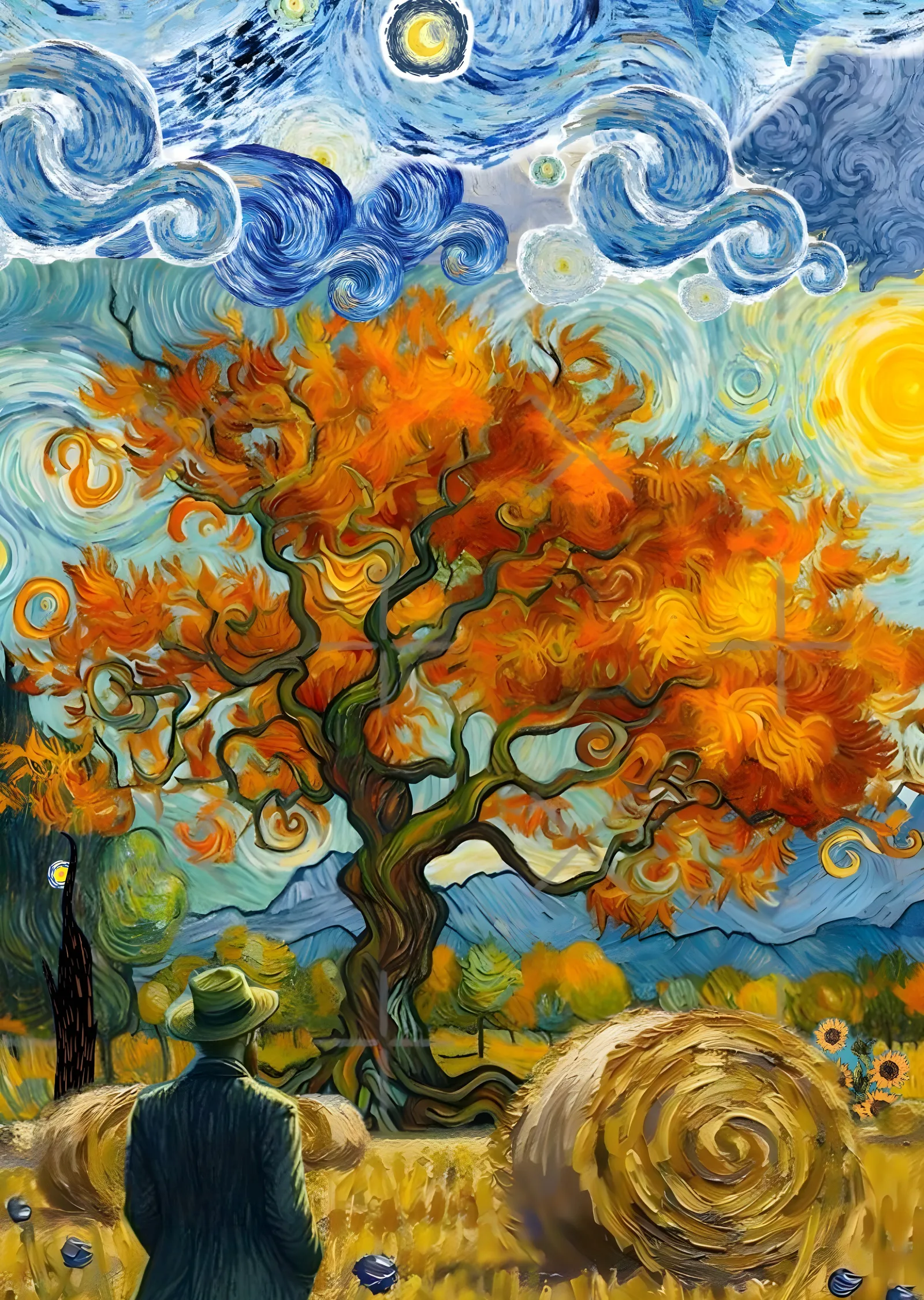 Van Gogh Esintili Sonbahar Manzarası metal tablo
