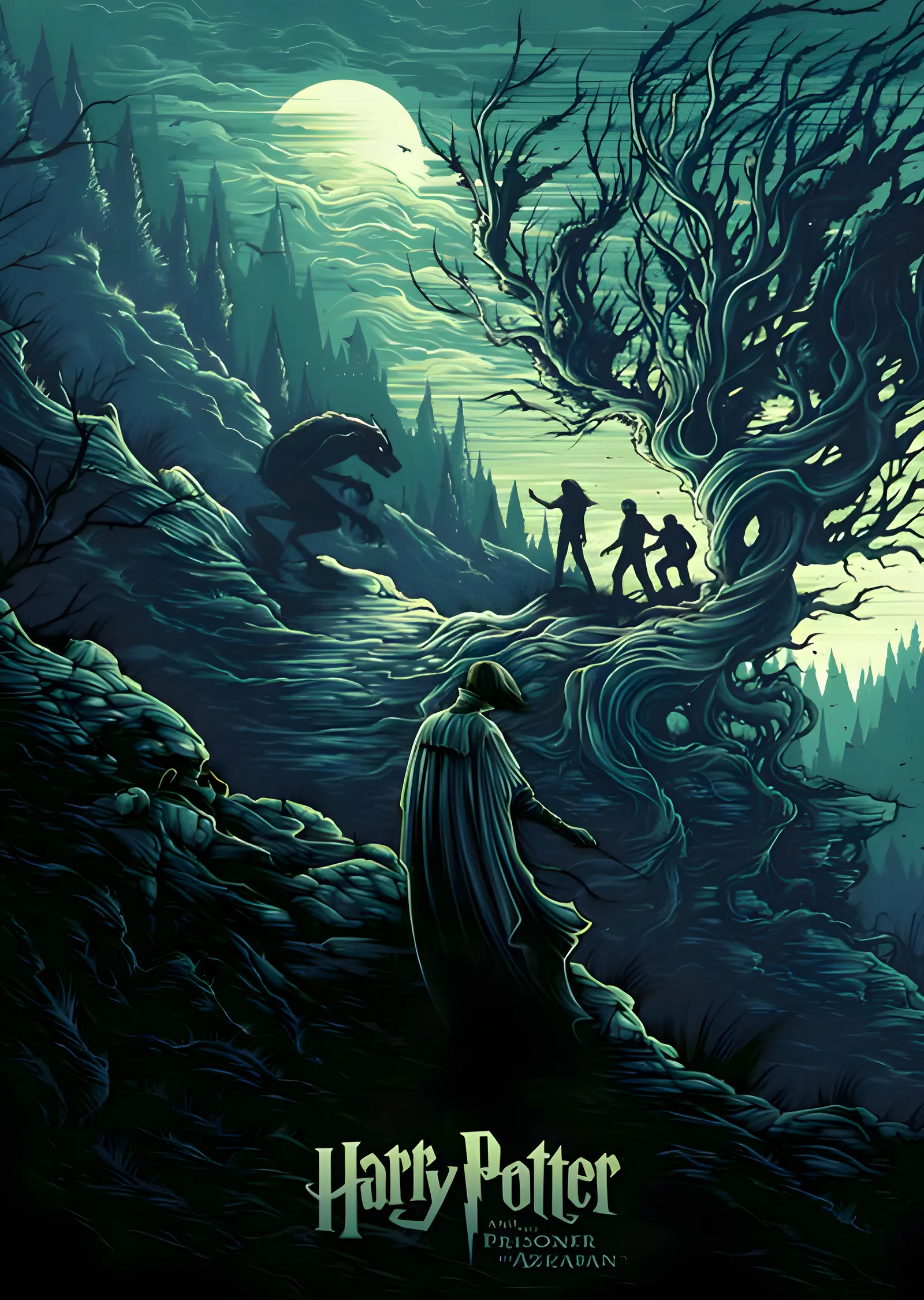 Harry Potter and the Prisoner of Azkaban - Yeşil Gece metal tablo