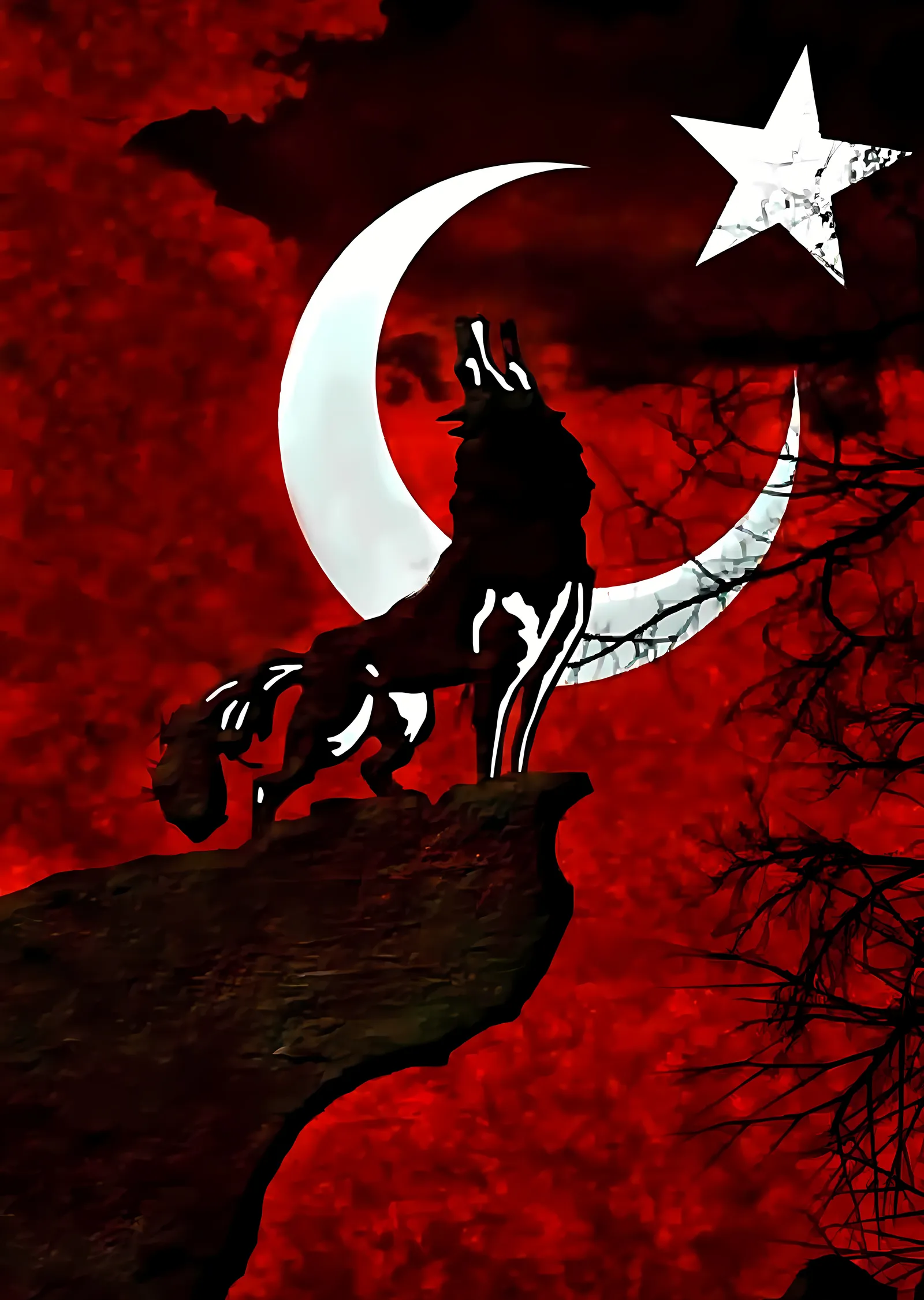 Kızıl Gökte Uluyan Kurt metal tablo