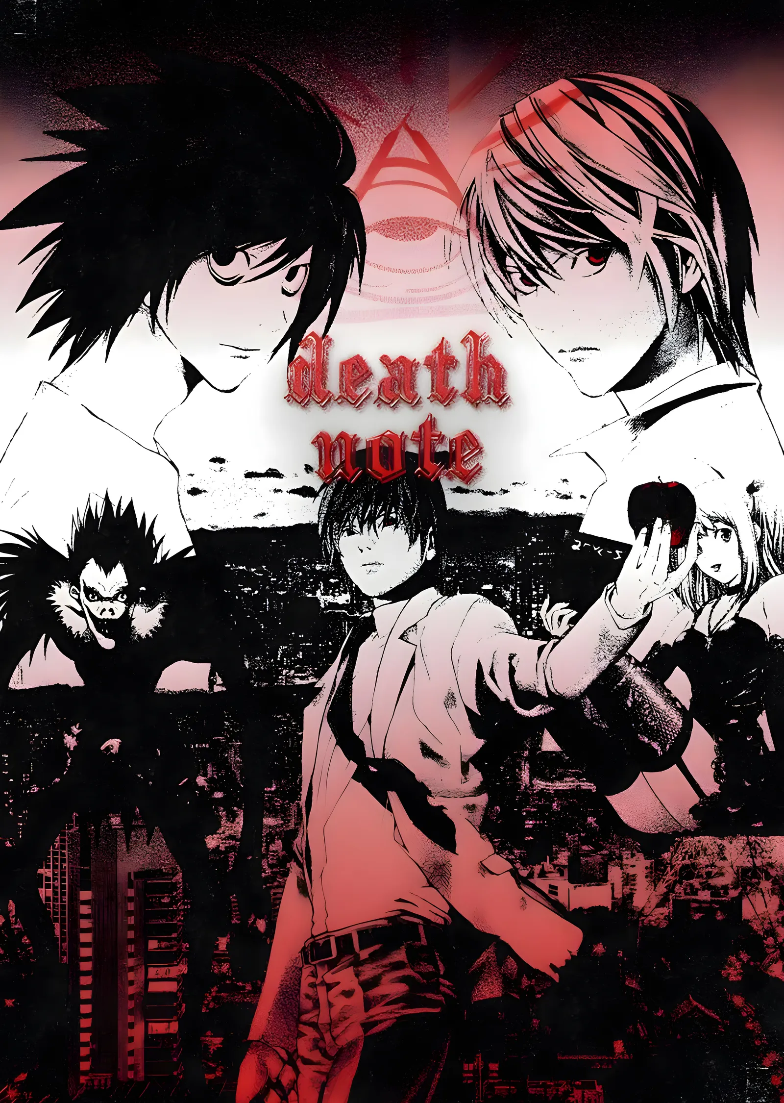 Death Note - Kırmızı Şehir Manzaralı Manga metal tablo