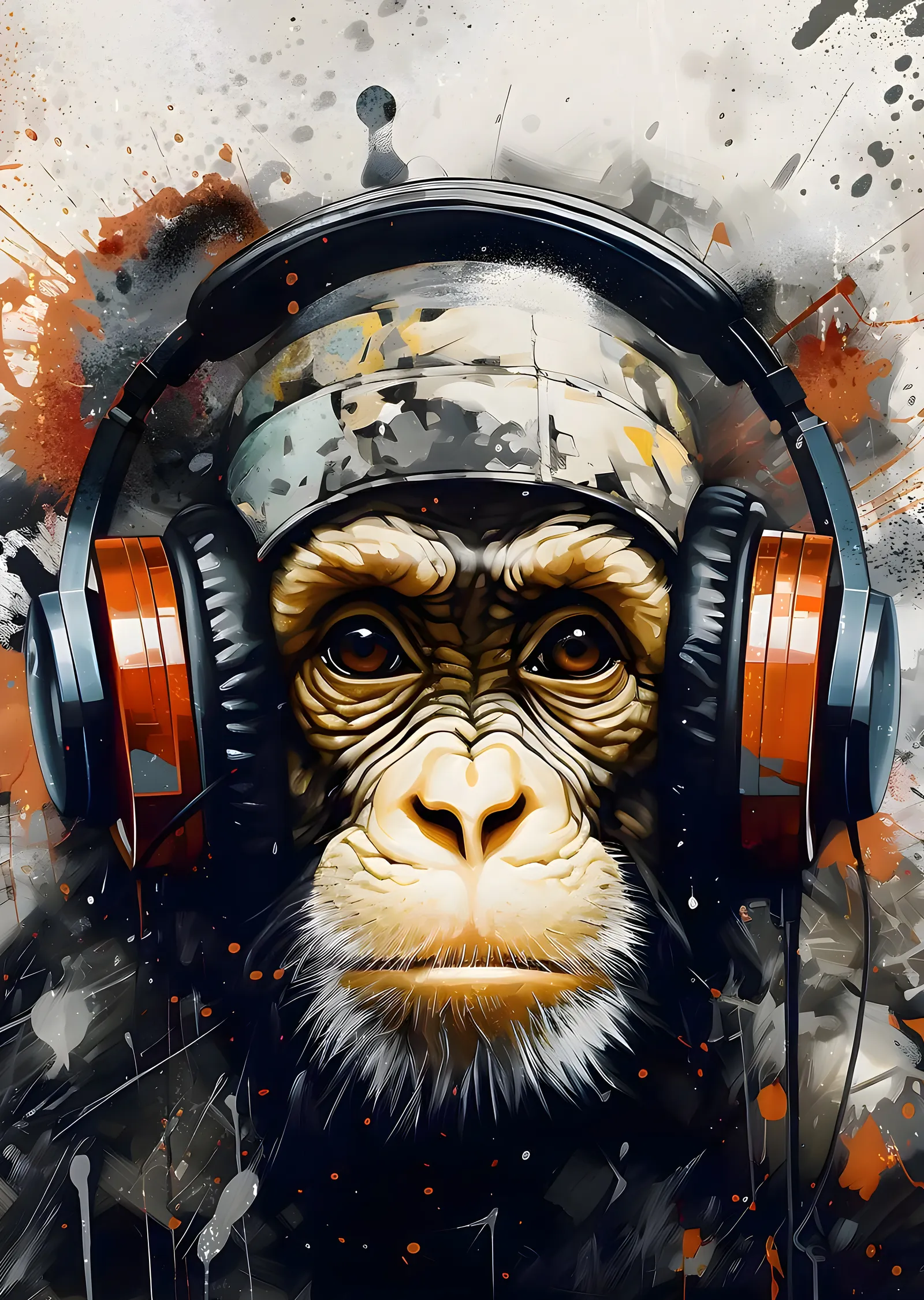DJ Maymun: Kulaklıklı metal tablo