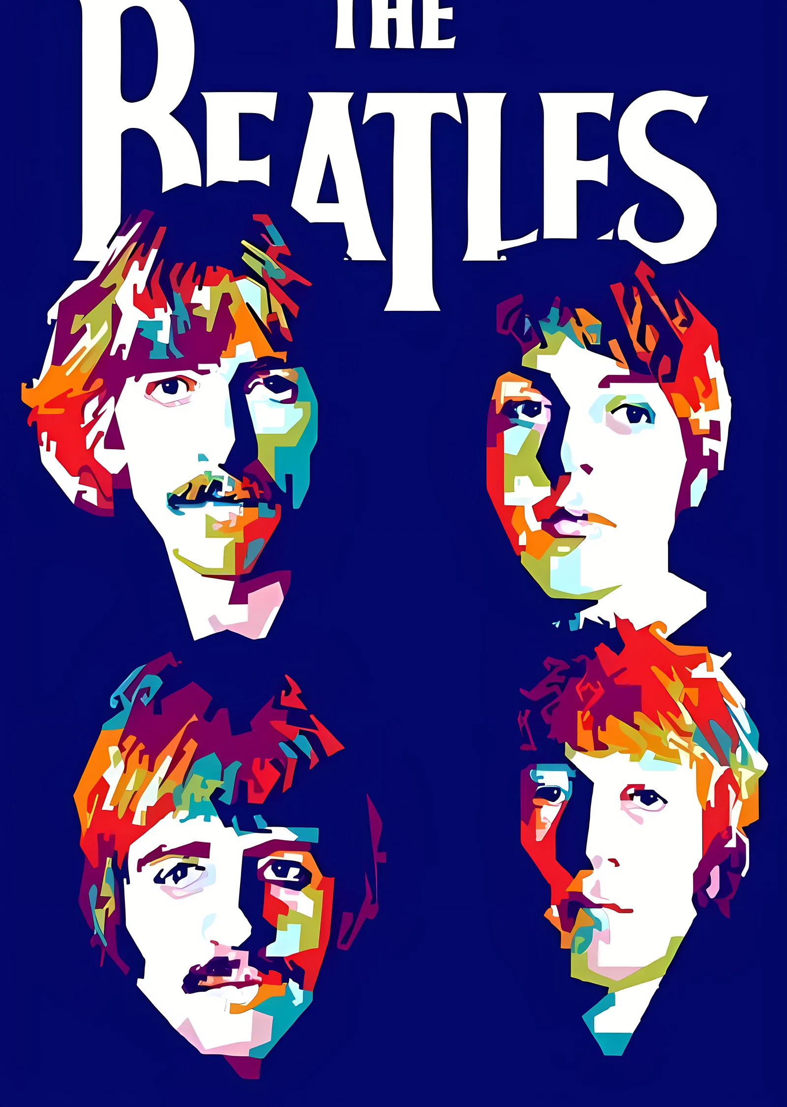 The Beatles - Çok Renkli Portre metal tablo