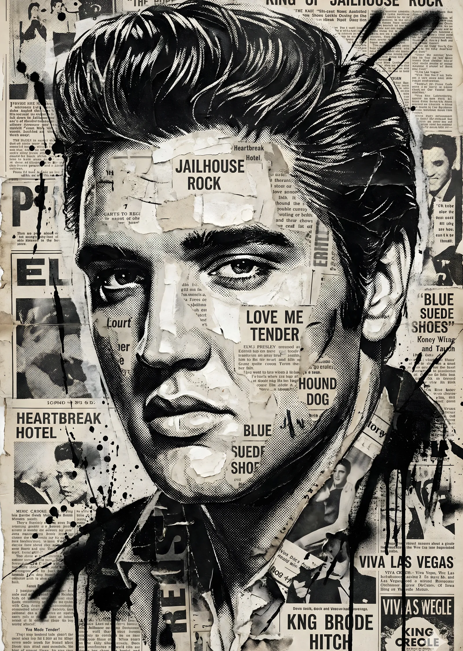 Elvis Presley: Gazete Kolajı metal tablo