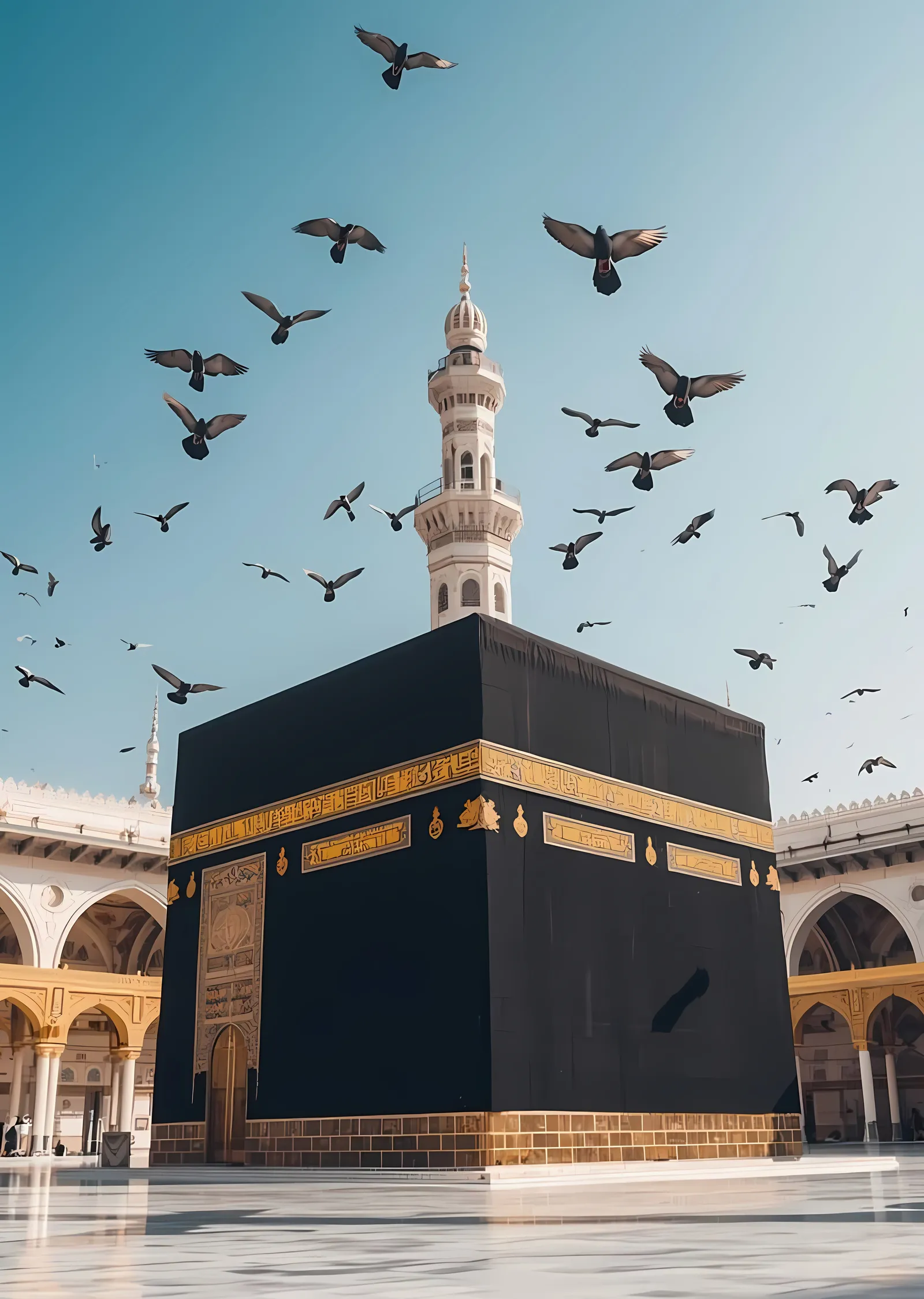 Siyah ve Altın Kabe Mekanı Dini metal tablo