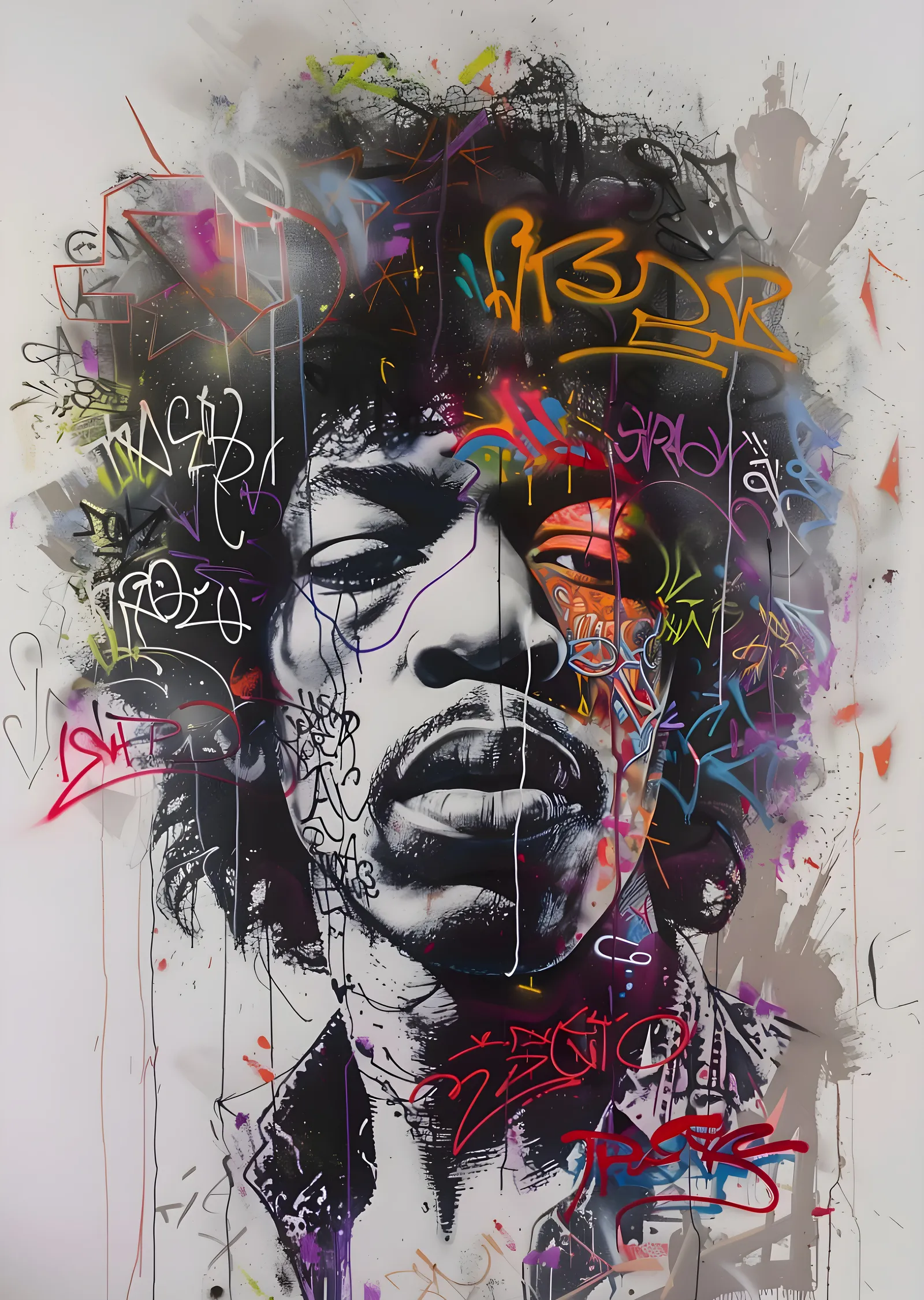 Jimi Hendrix: Graffiti Sanatı metal tablo