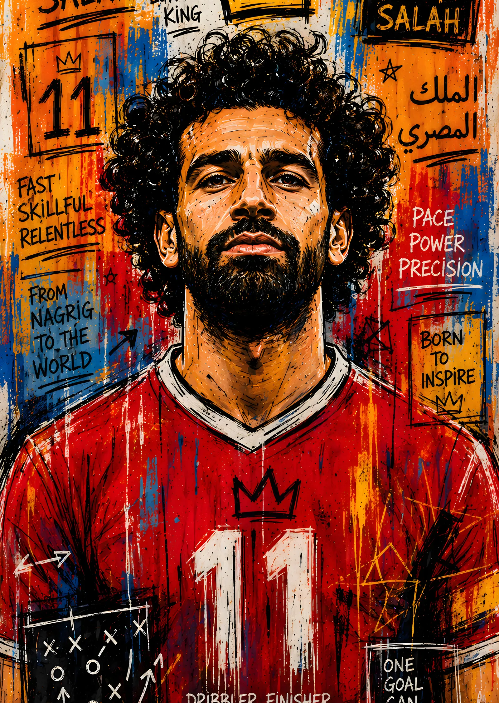King Salah: Futbol Portresi metal tablo