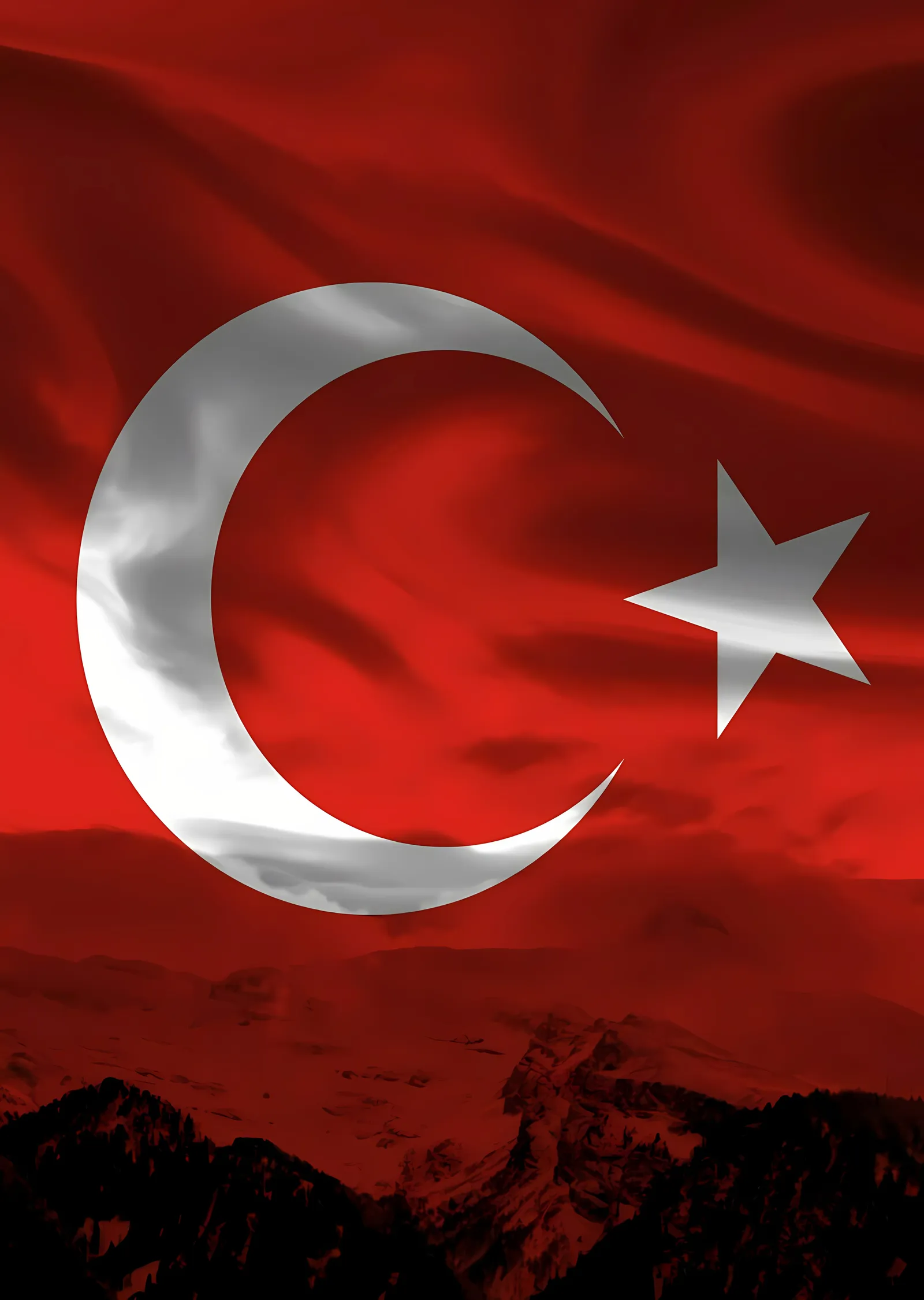 Kızıl Gökte Türk Bayrağı metal tablo