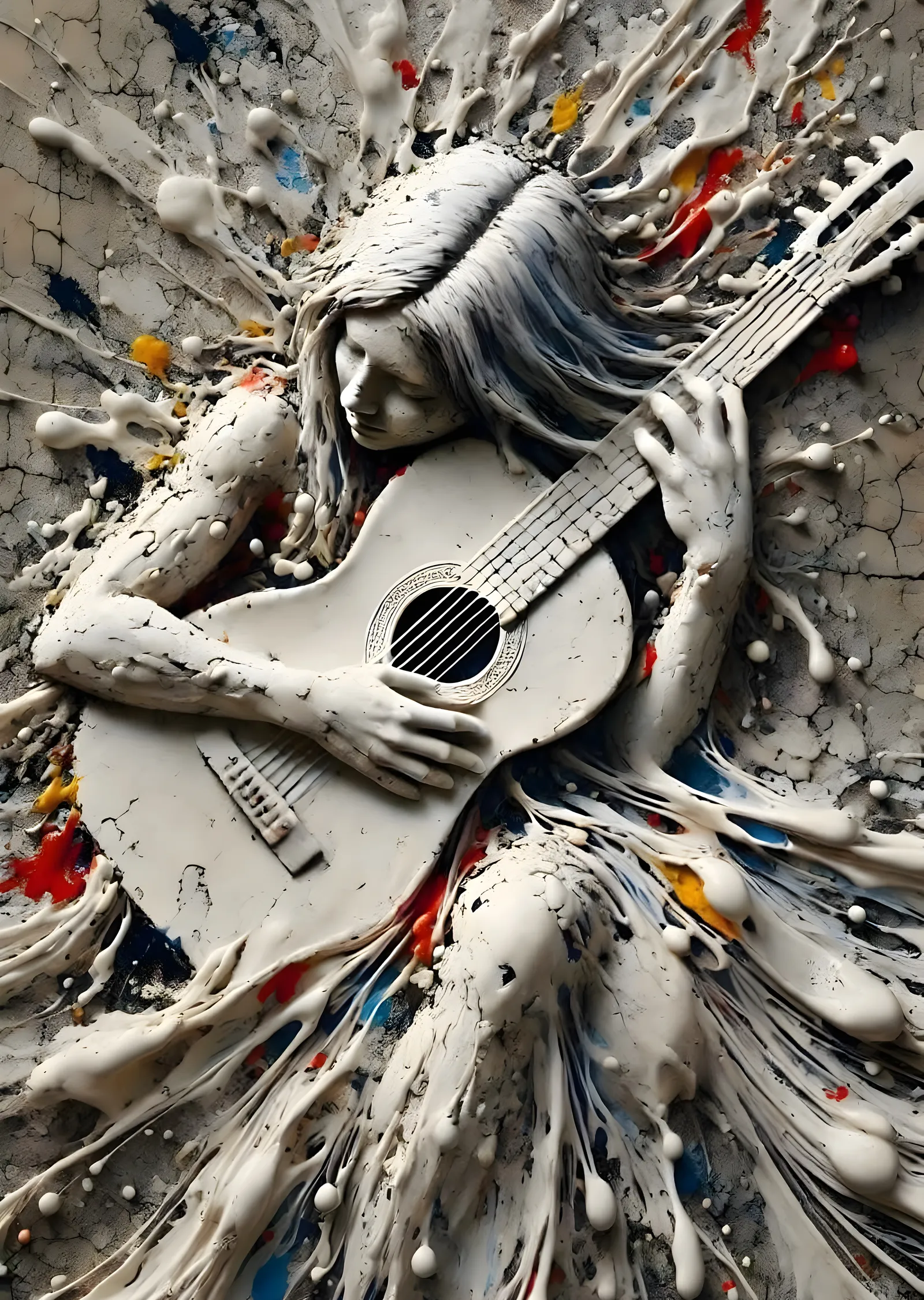 Gitar Çalan Kadın metal tablo