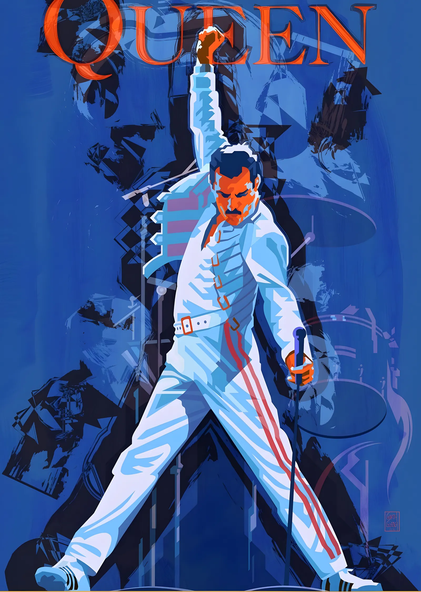 Queen: Freddie Mercury İllüstrasyonu metal tablo