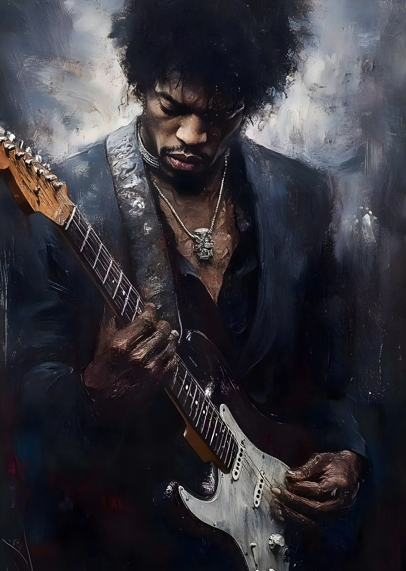 Jimi Hendrix: Efsane Gitarist metal tablo