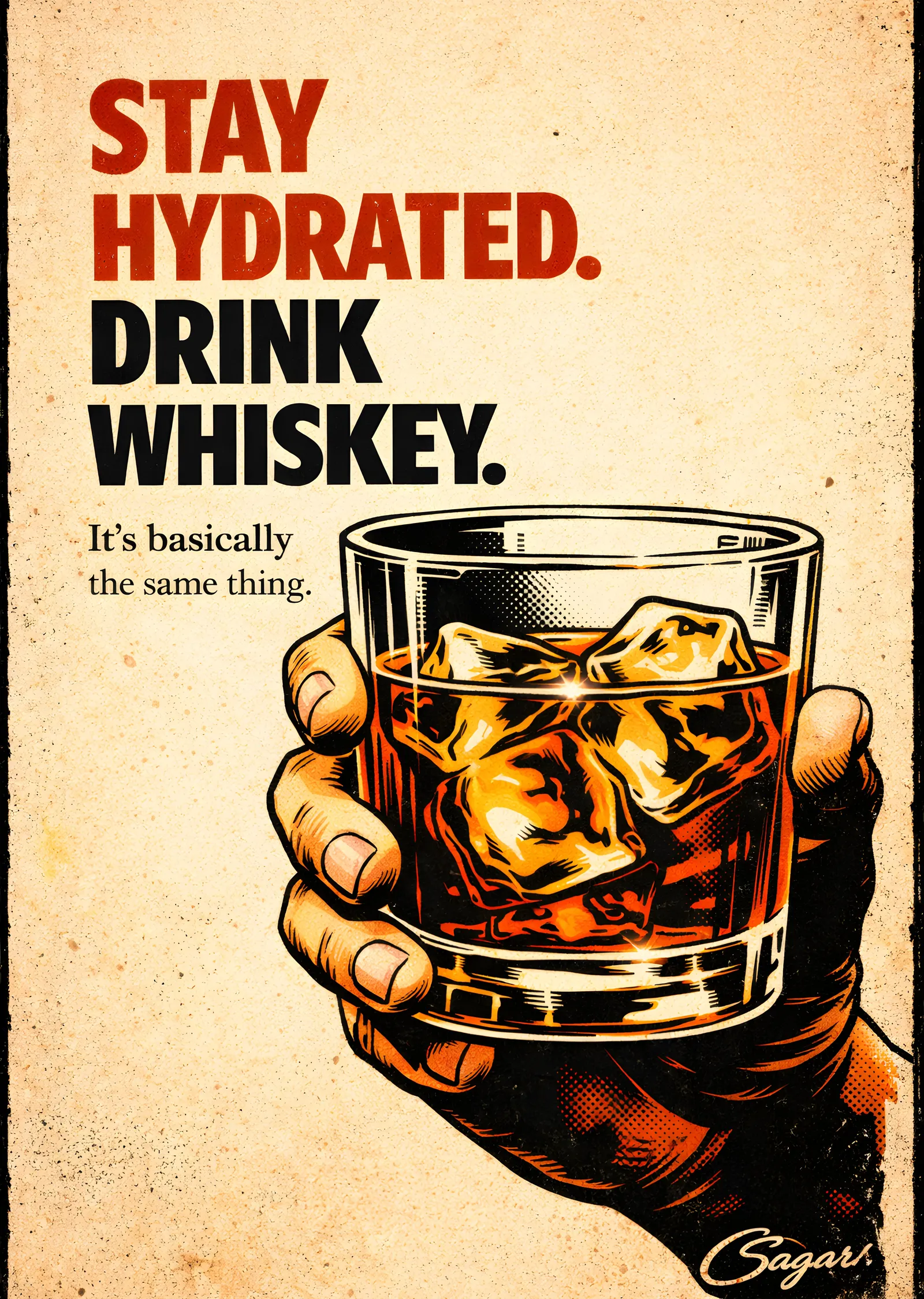 Stay Hydrated Drink Whiskey Retro metal tablo