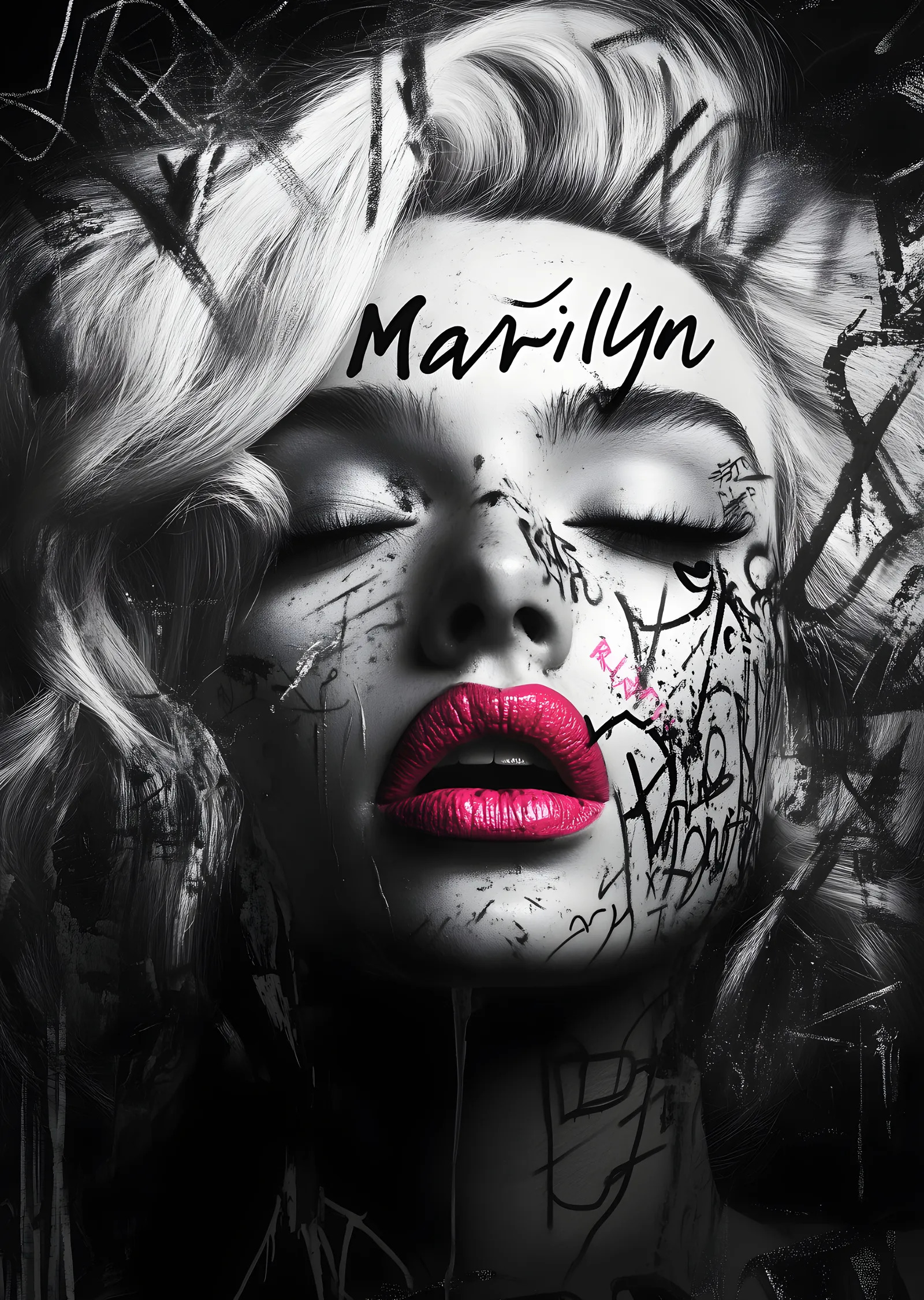 Marilyn Monroe: Graffiti Portre metal tablo