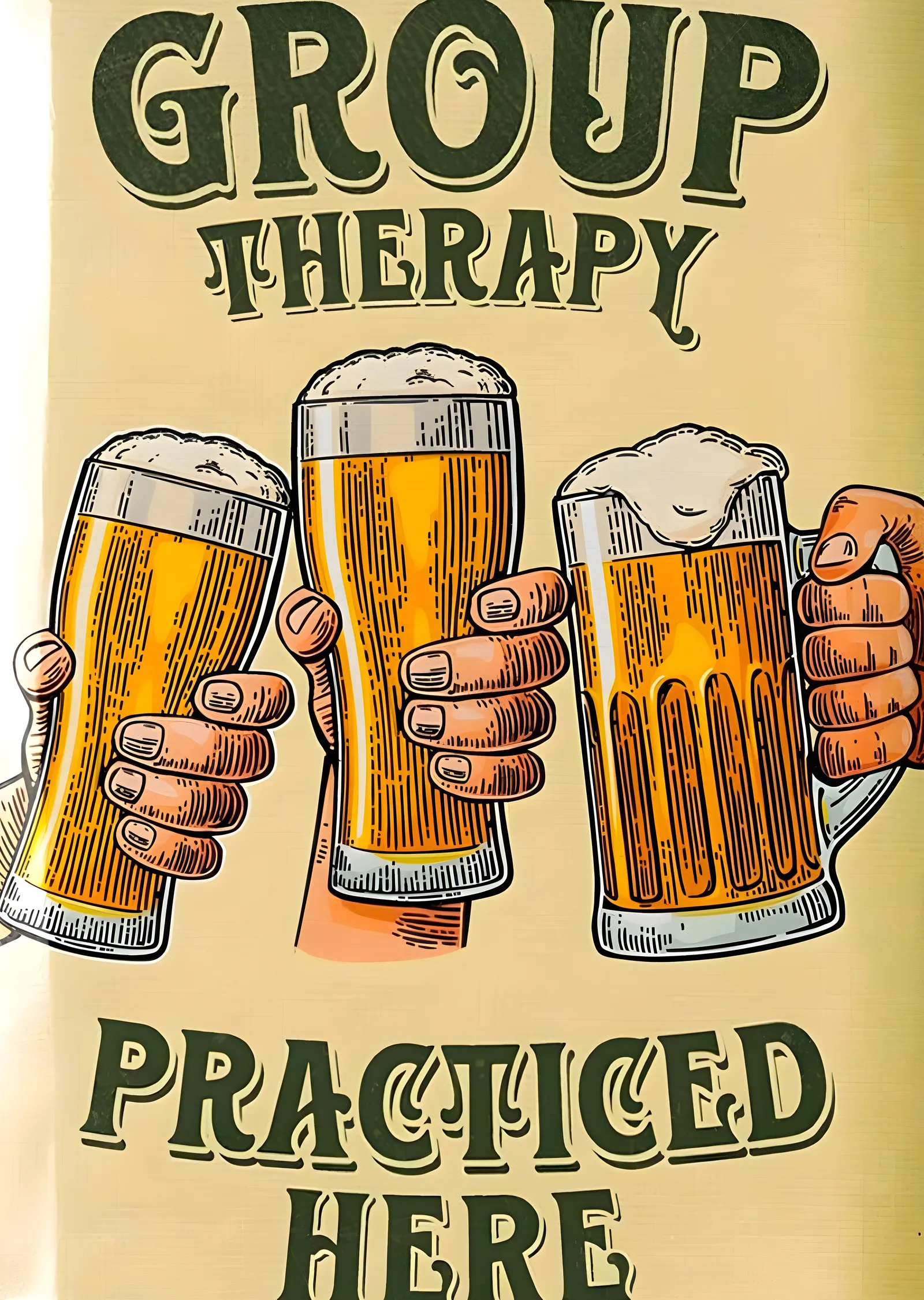 Group Therapy Practiced Here metal tablo