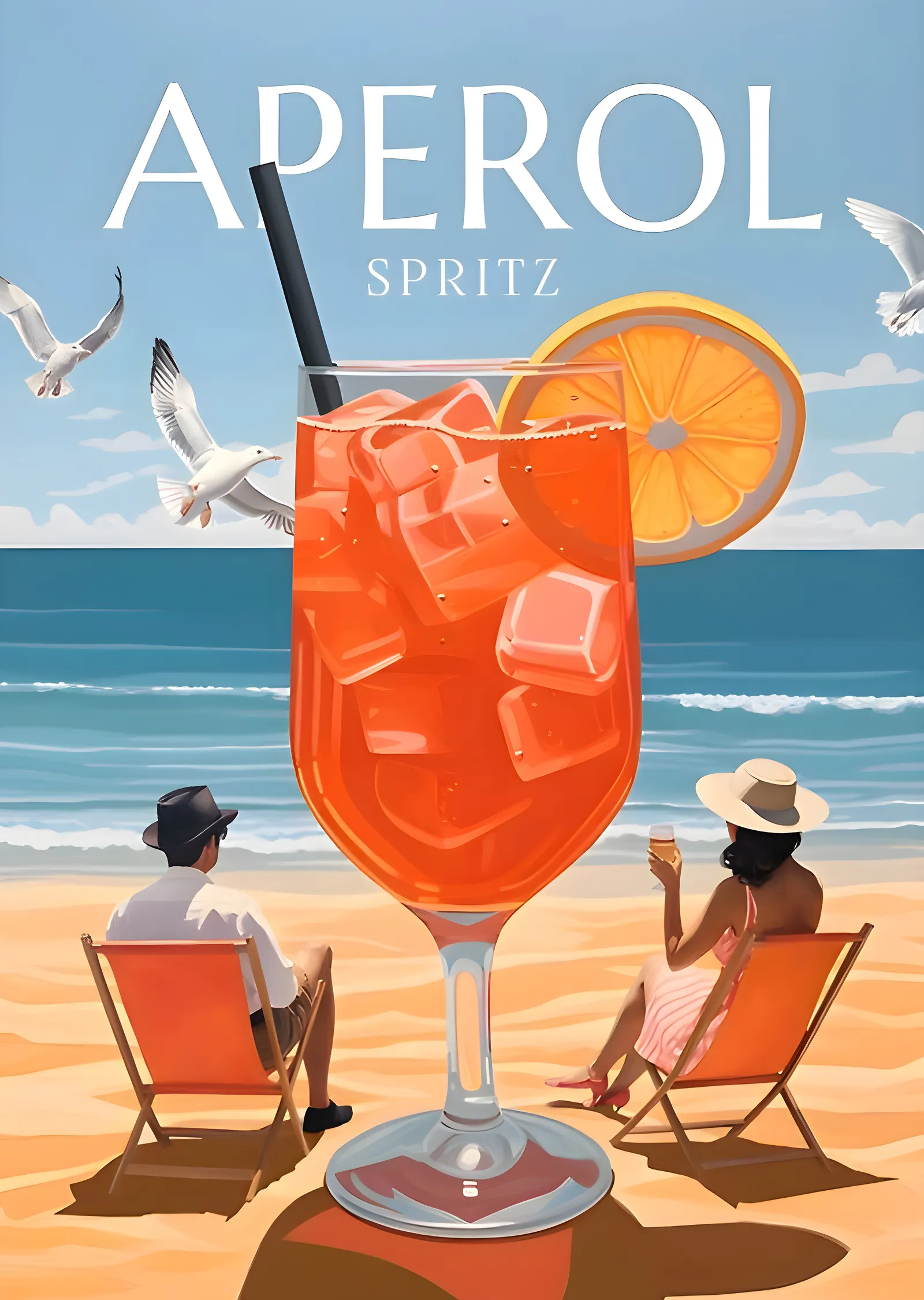 Aperol Spritz: Sahil Manzarası metal tablo