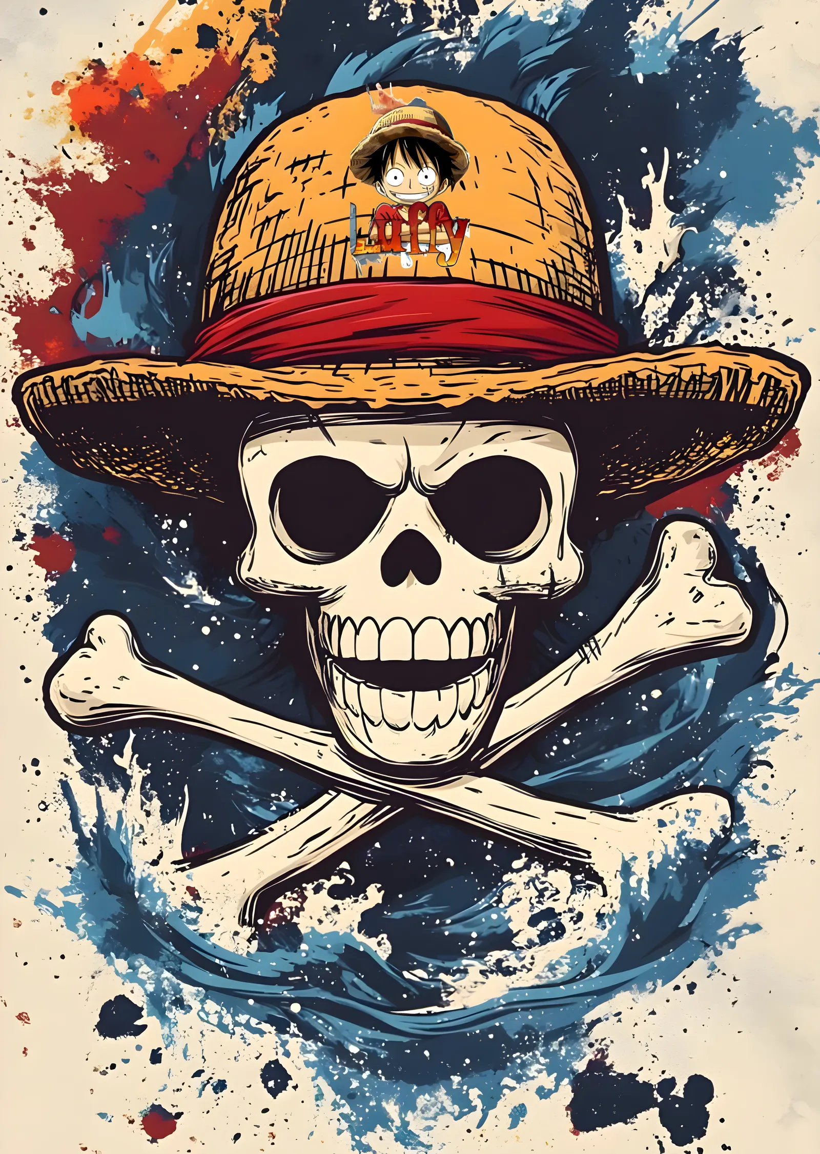 One Piece Kafa ve Kemikler metal tablo
