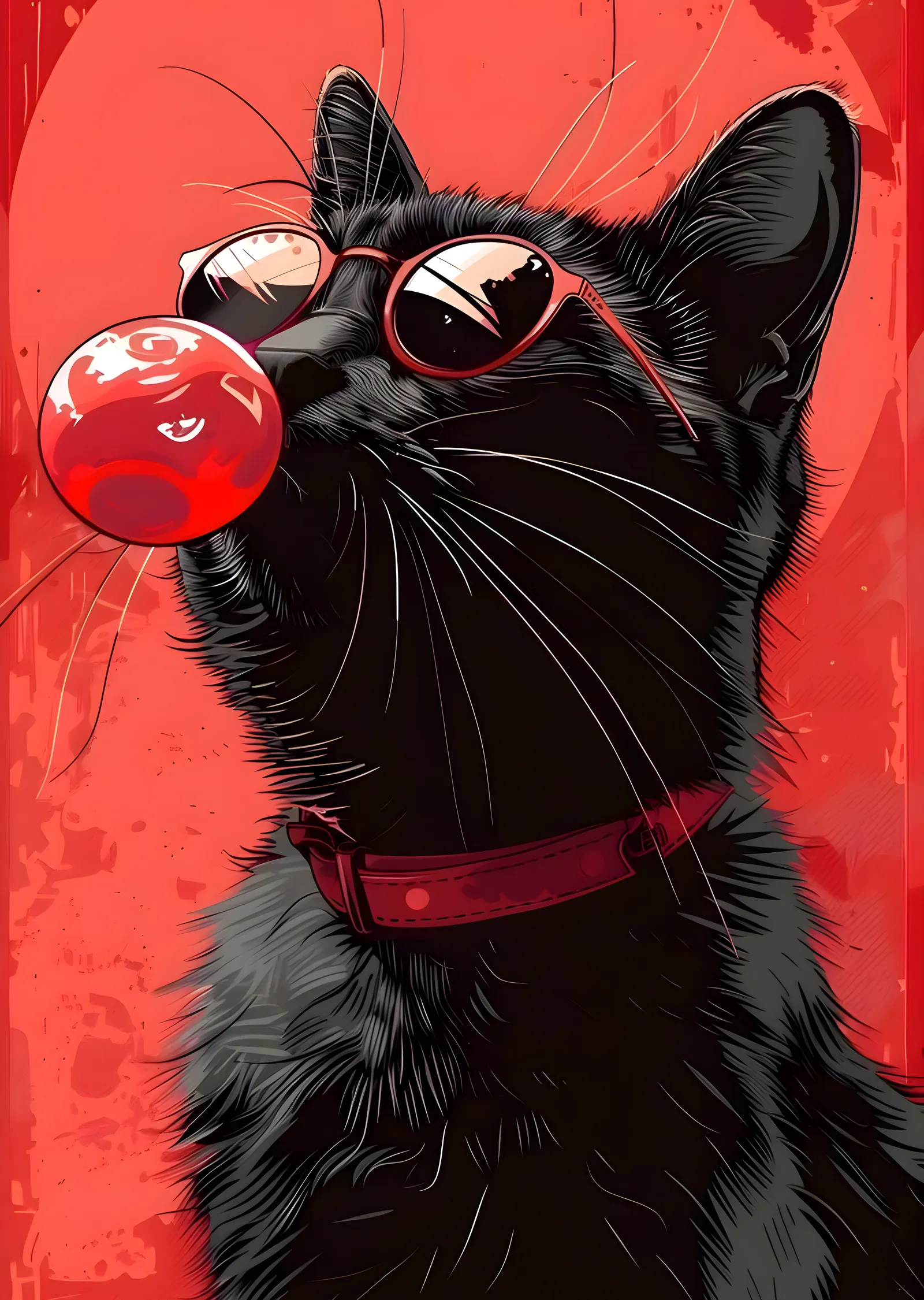 Sakız Patlatan Kedi metal tablo