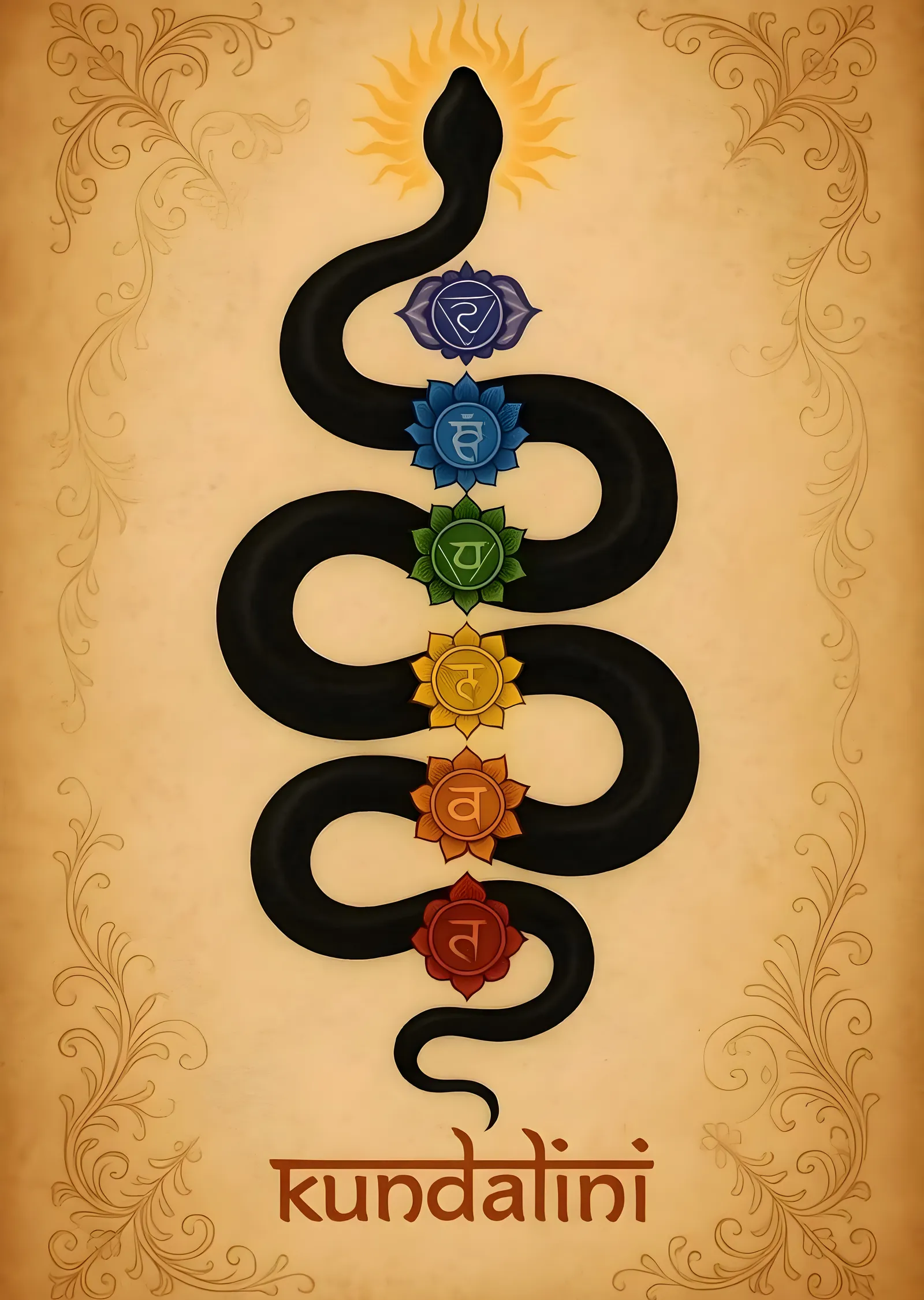 Kundalini Serpenti ve Chakra'lar metal tablo