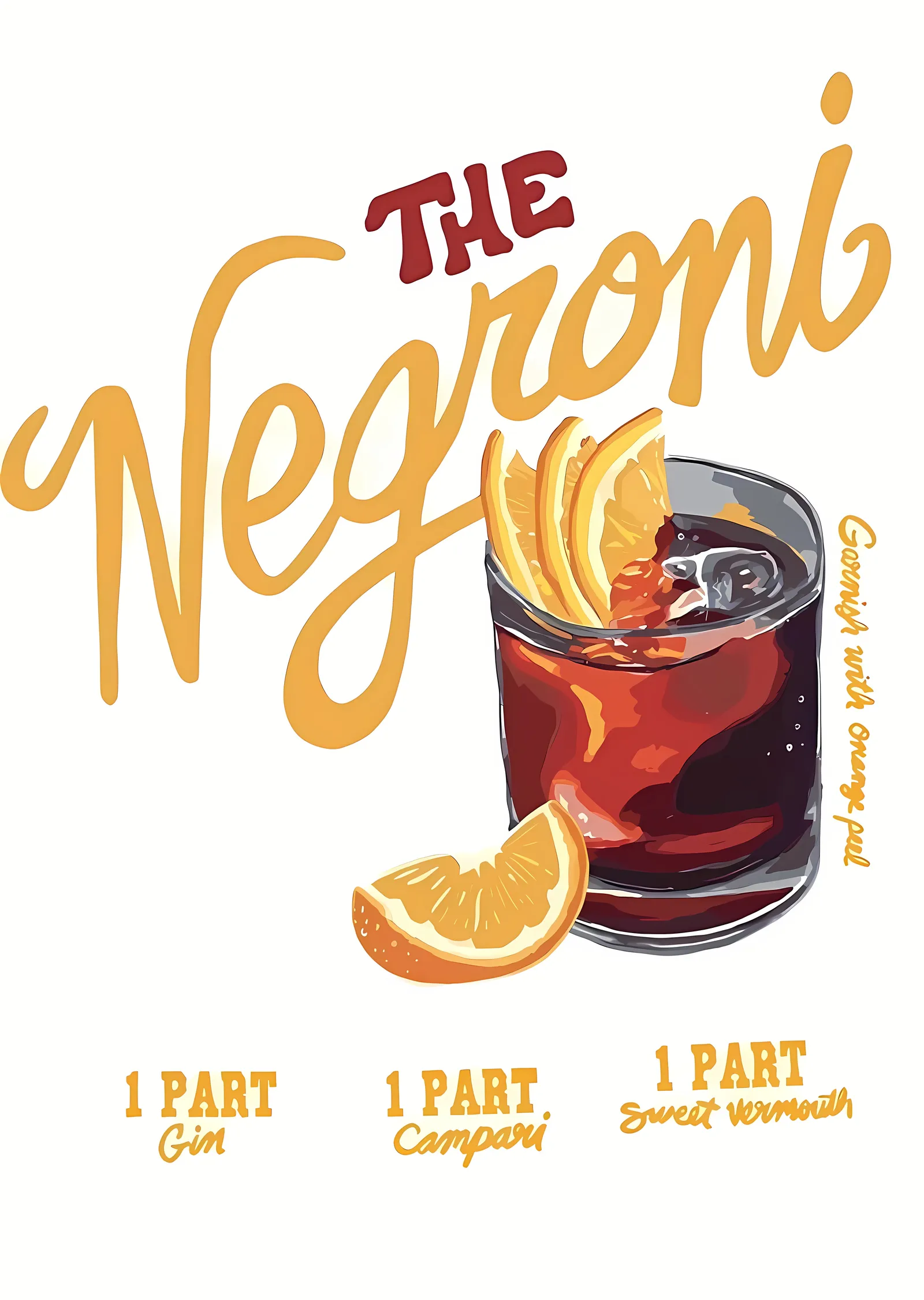 The Negroni: Kırmızı Cocktail metal tablo
