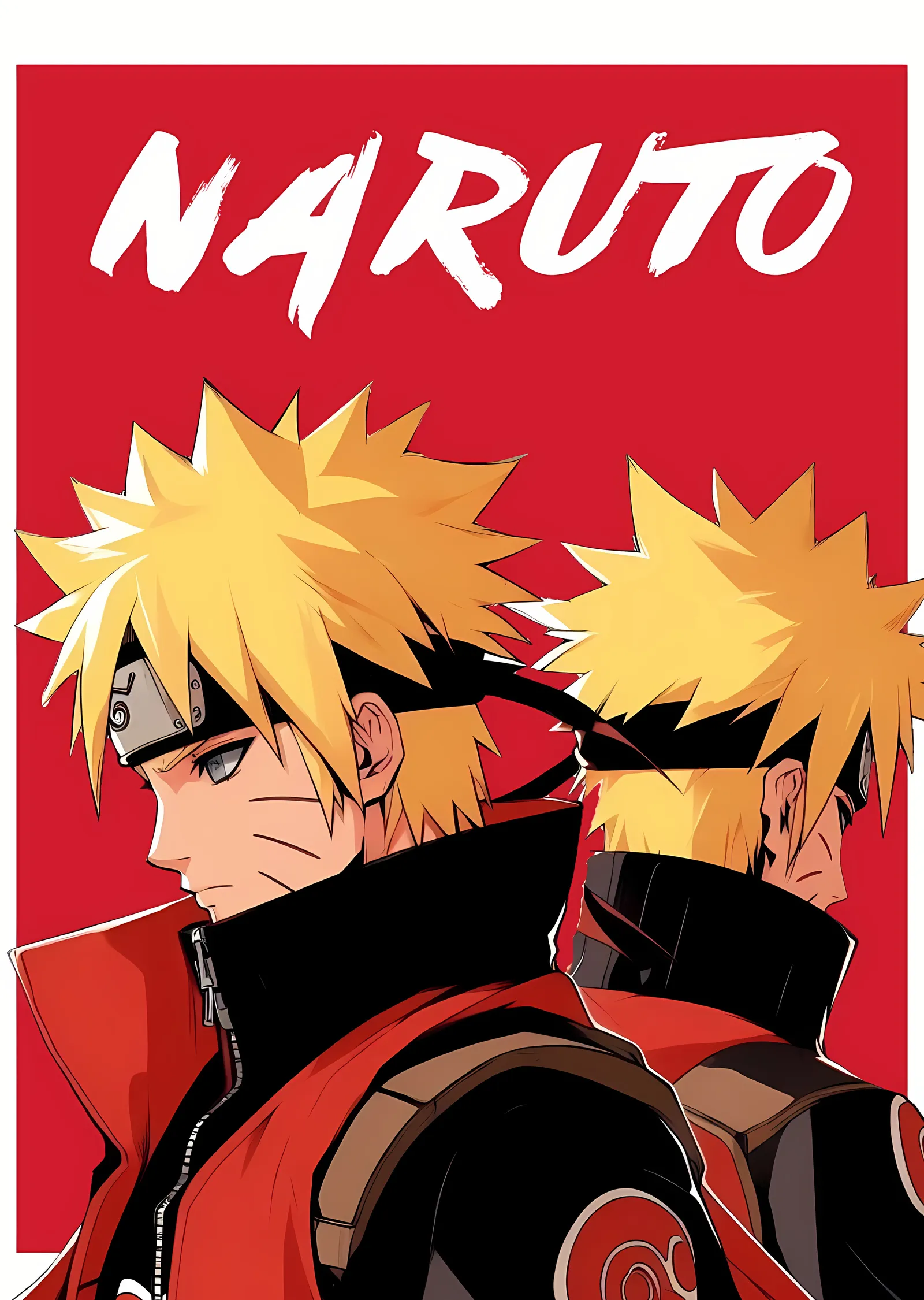 Kırmızılı Naruto Poster - Anime Karakter Tasarımı metal tablo