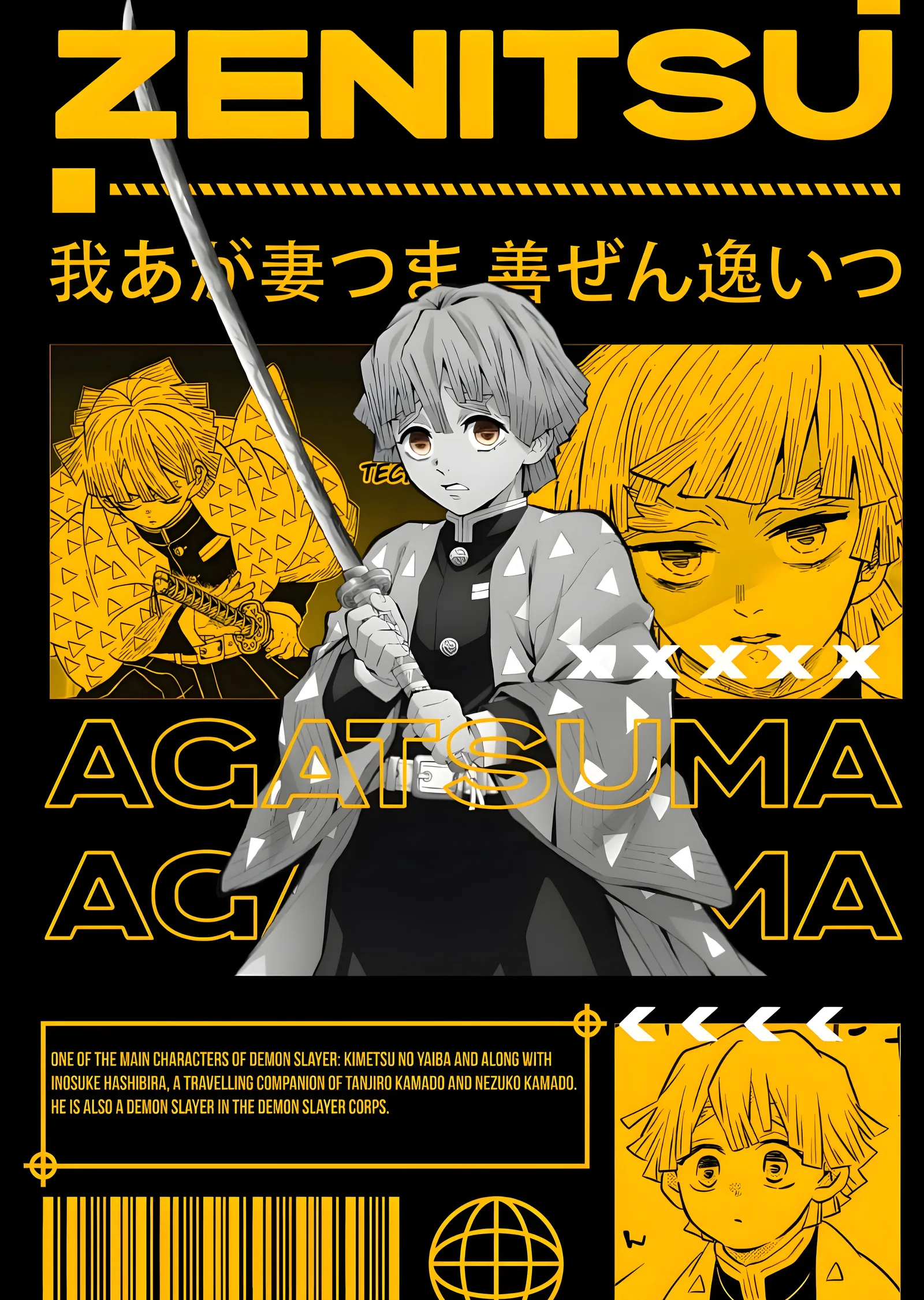 Zenitsu Agatsuma: Demon Slayer metal tablo