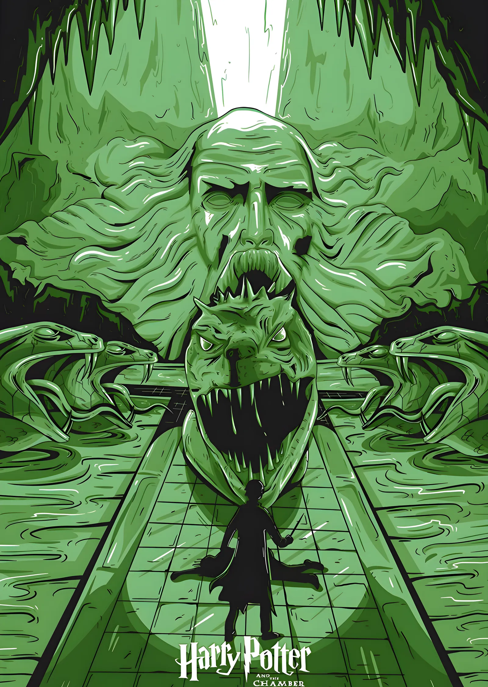 Harry Potter and the Chamber of Secrets - Yeşil Tonlu metal tablo
