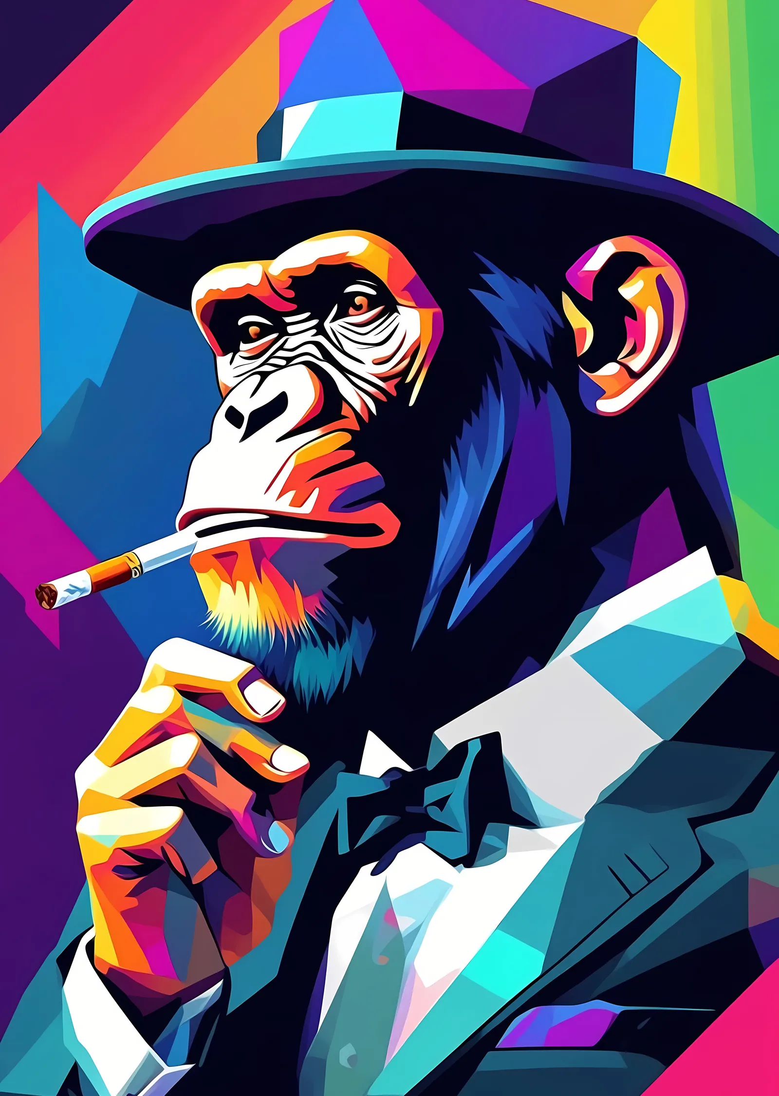 Takım Elbiseli Maymun: WPAP Portre metal tablo