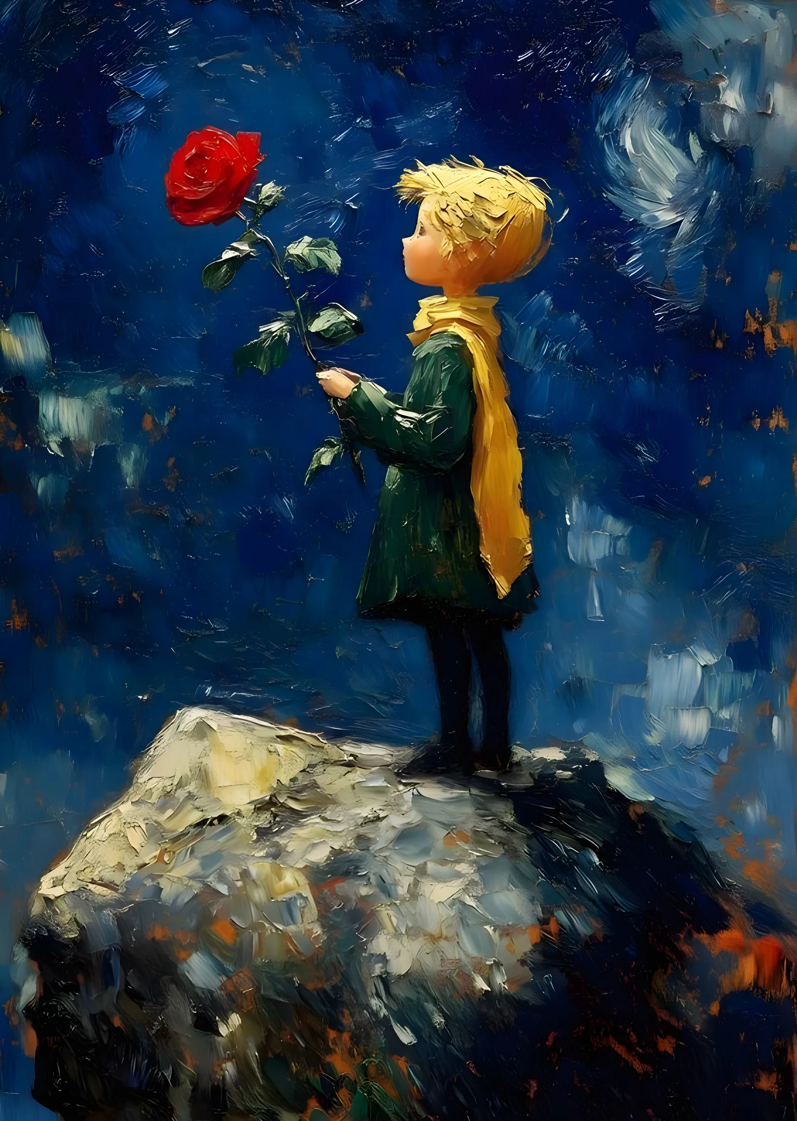 Küçük Prens ve Kırmız Gül - The Little Prince metal tablo