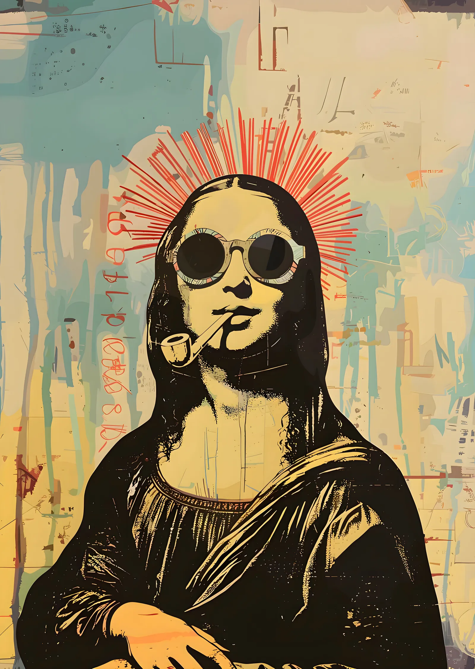 Hippi Mona Lisa metal tablo