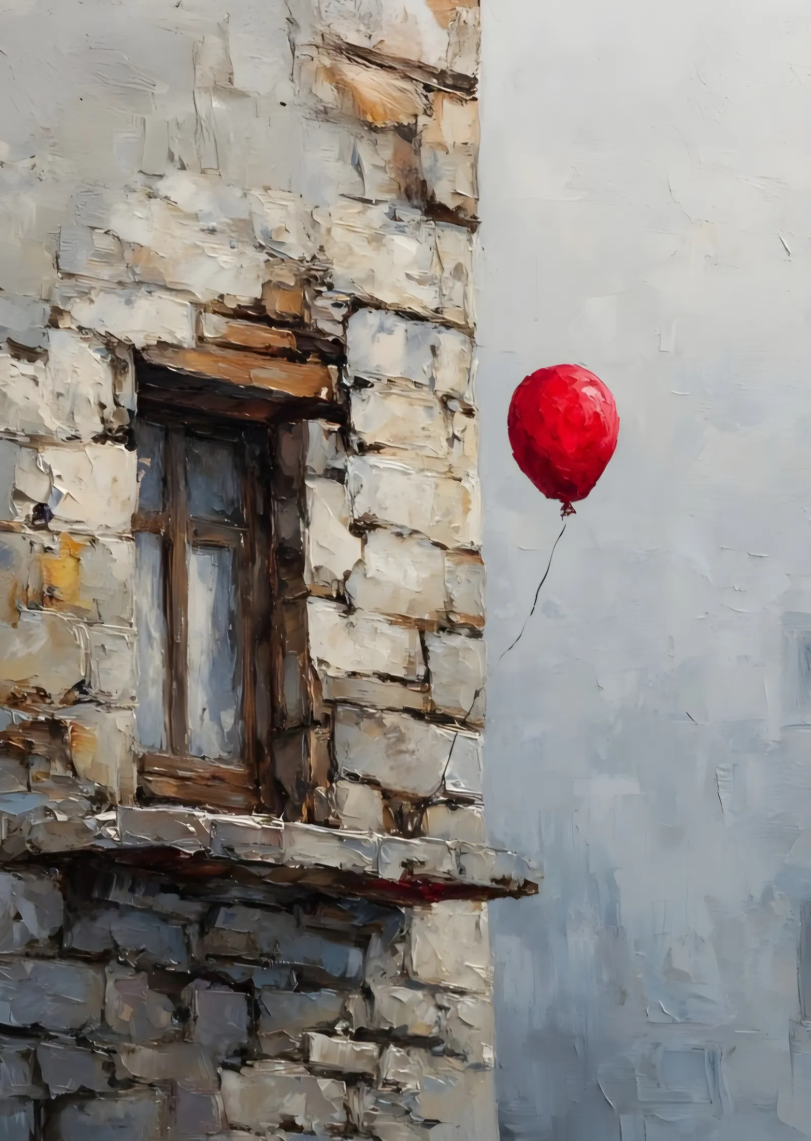 Kırmızı Balon ve Kemerlik Duvar metal tablo