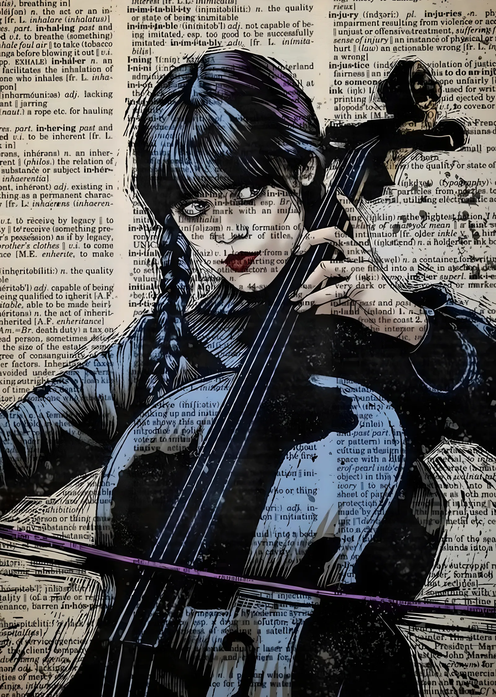 Wednesday Addams: Çello metal tablo