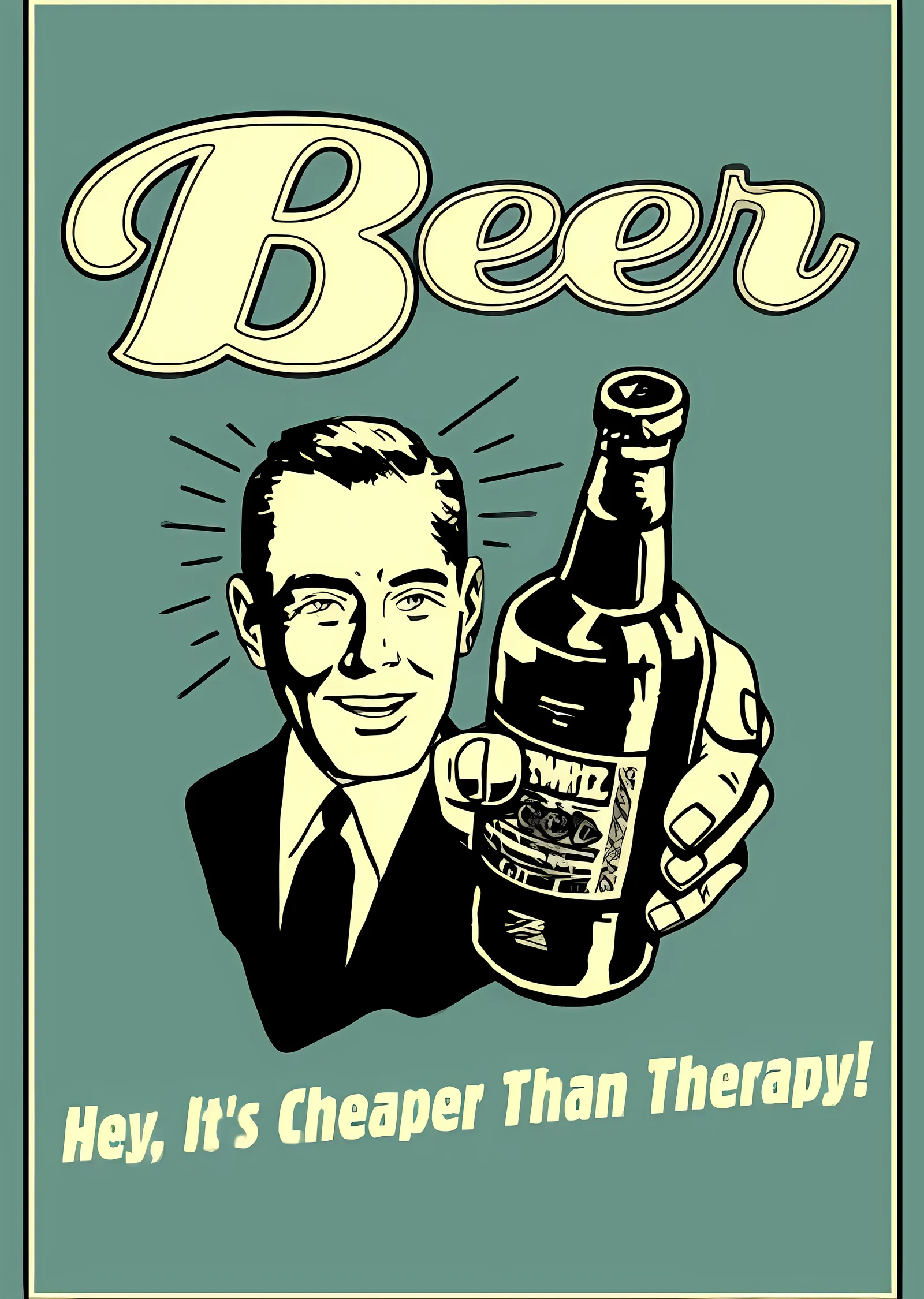 Beer: Cheaper Than Therapy metal tablo