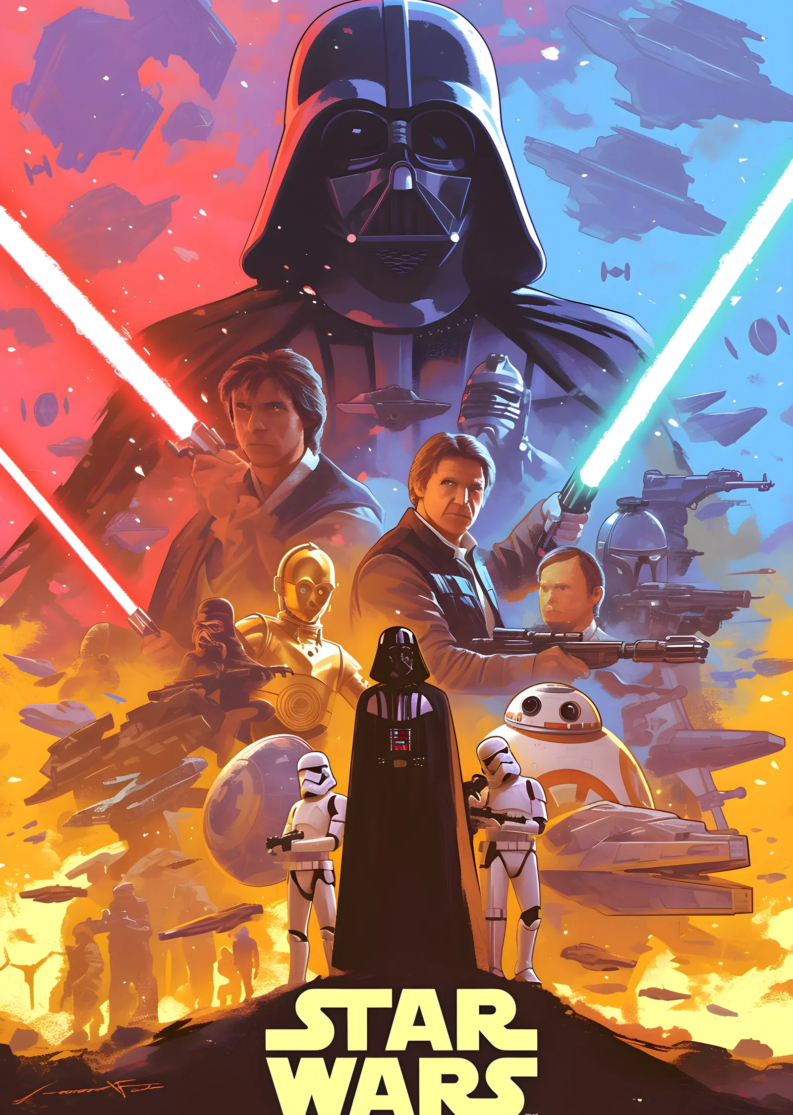 Star Wars: Klasik Kahramanlar metal tablo